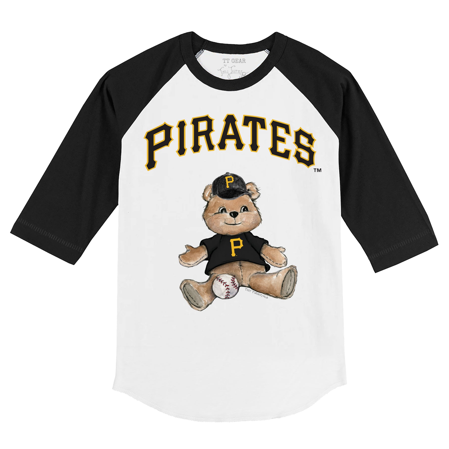 Pittsburgh Pirates Teddy 3/4 Black Sleeve Raglan