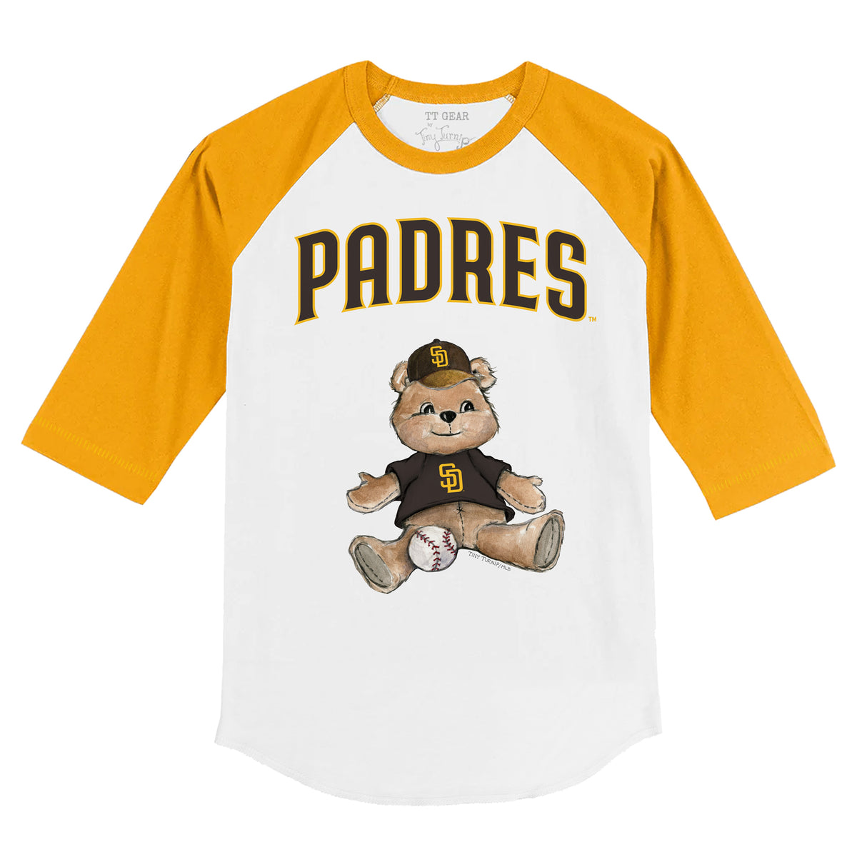 San Diego Padres Teddy 3/4 Gold Sleeve Raglan