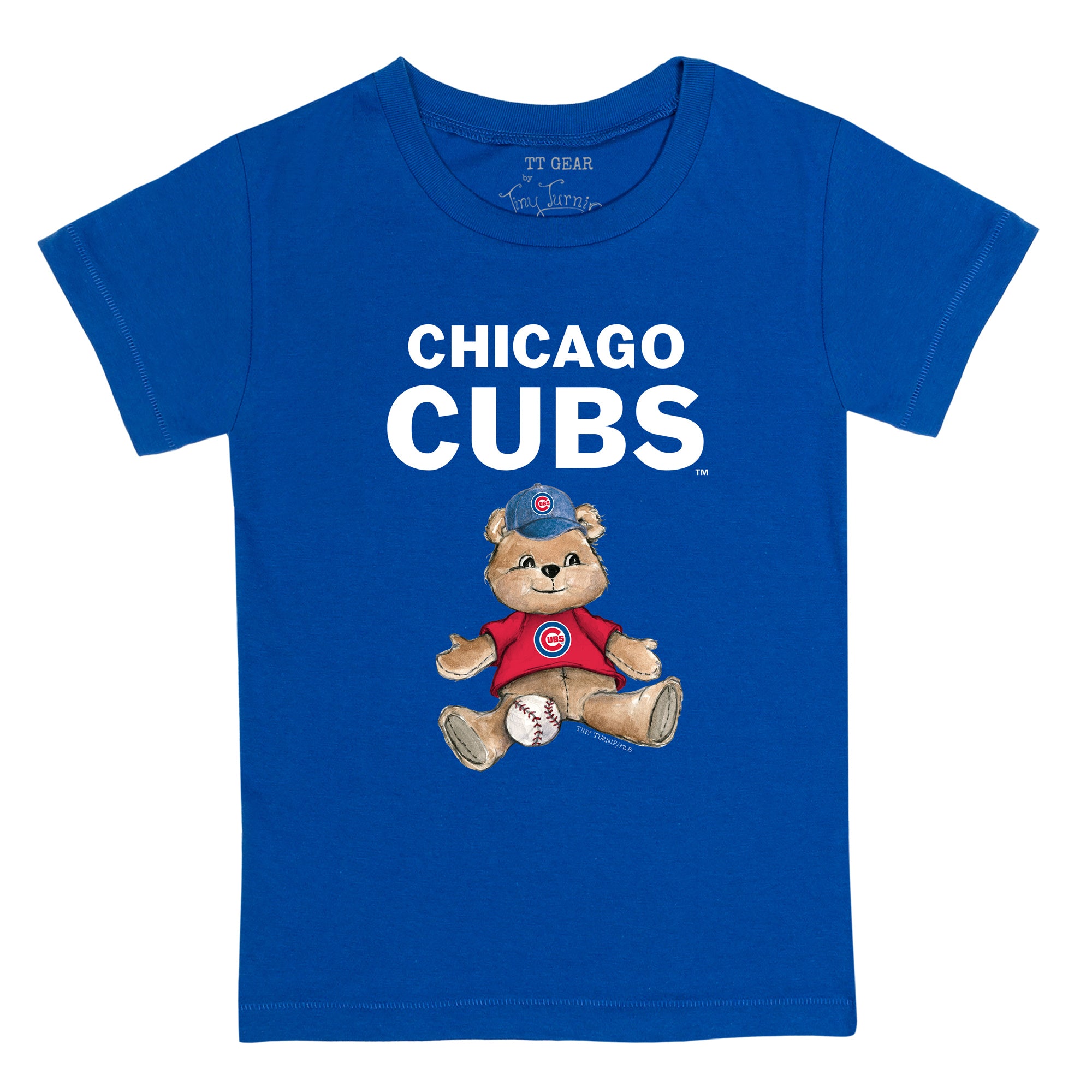 Infant Tiny Turnip White/Royal Chicago Cubs Teddy Boy Raglan 3/4 Sleeve T-Shirt