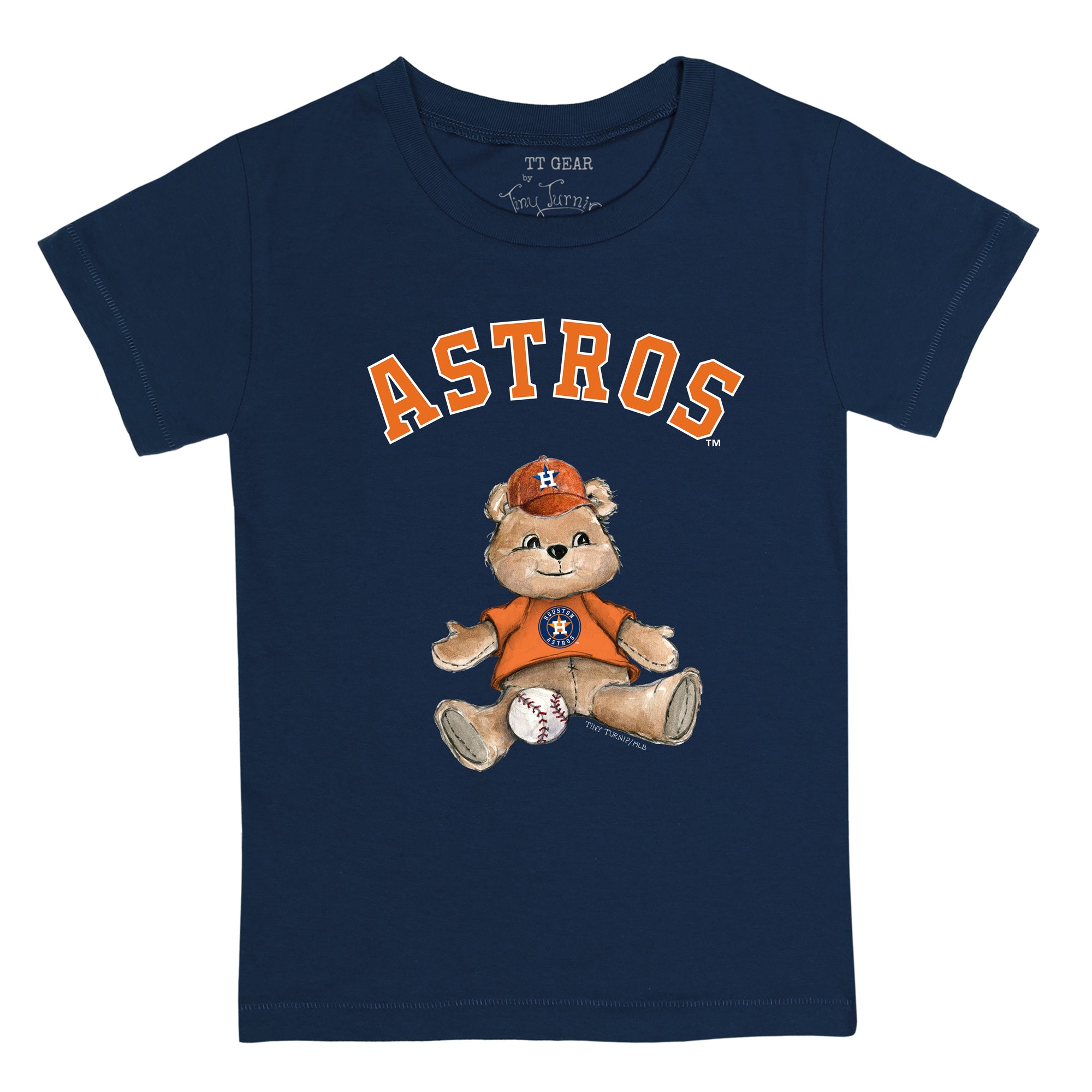 Tiny Turnip Houston Astros Women's White/Navy Teddy Boy 3/4-Sleeve