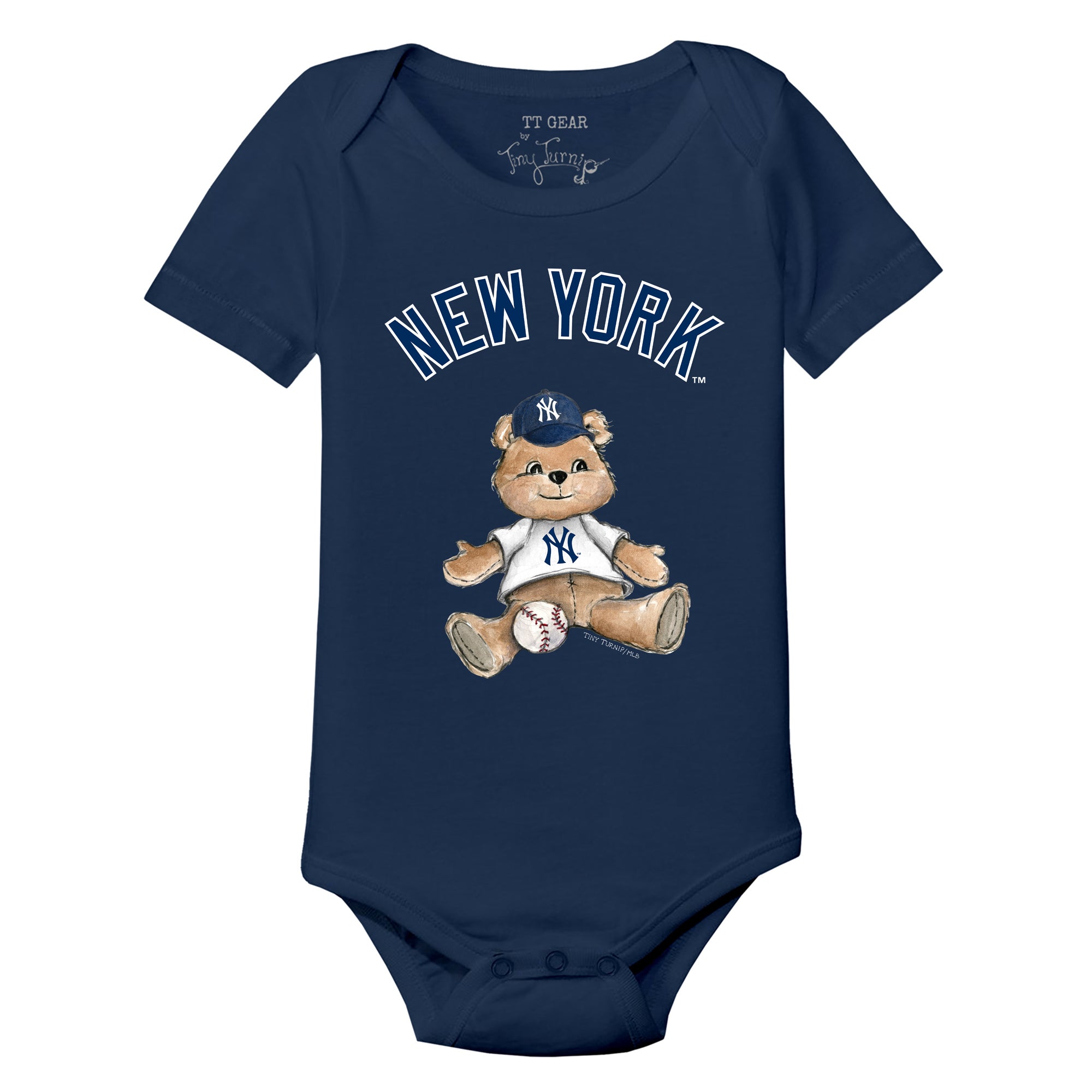 Toddler Tiny Turnip White/Navy New York Yankees Stitched Baseball 3/4-Sleeve Raglan T-Shirt Size:3T