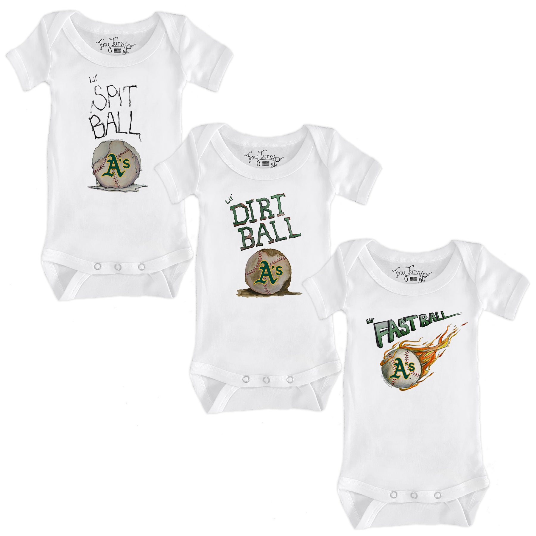 Oakland Athletics Lil' Baseball Short Sleeve Snapper Bundle