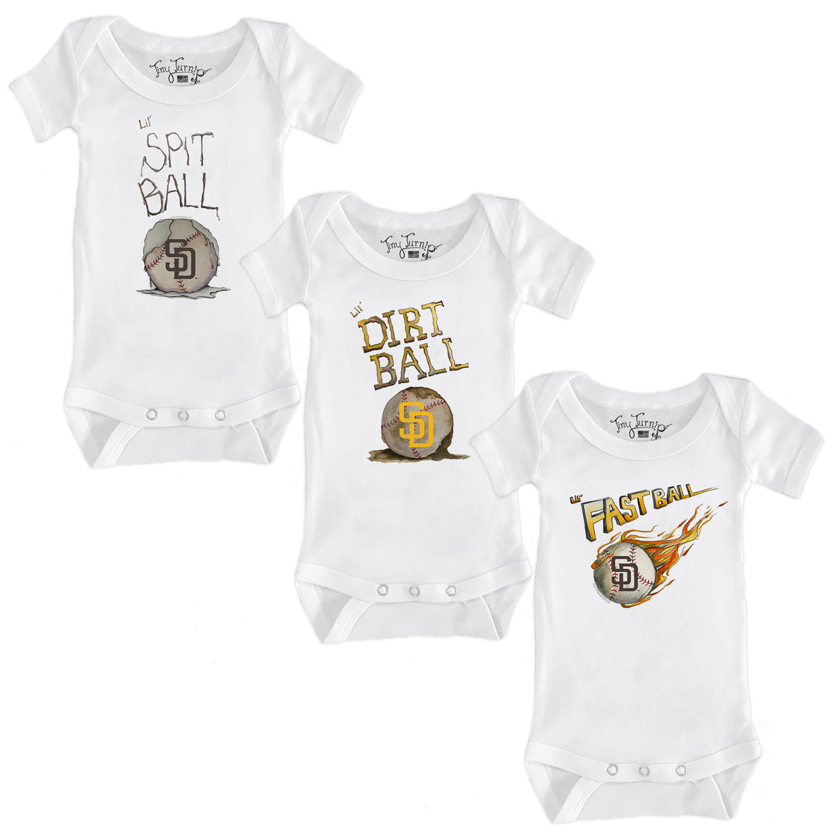 San Diego Padres Lil' Baseball Short Sleeve Snapper Bundle