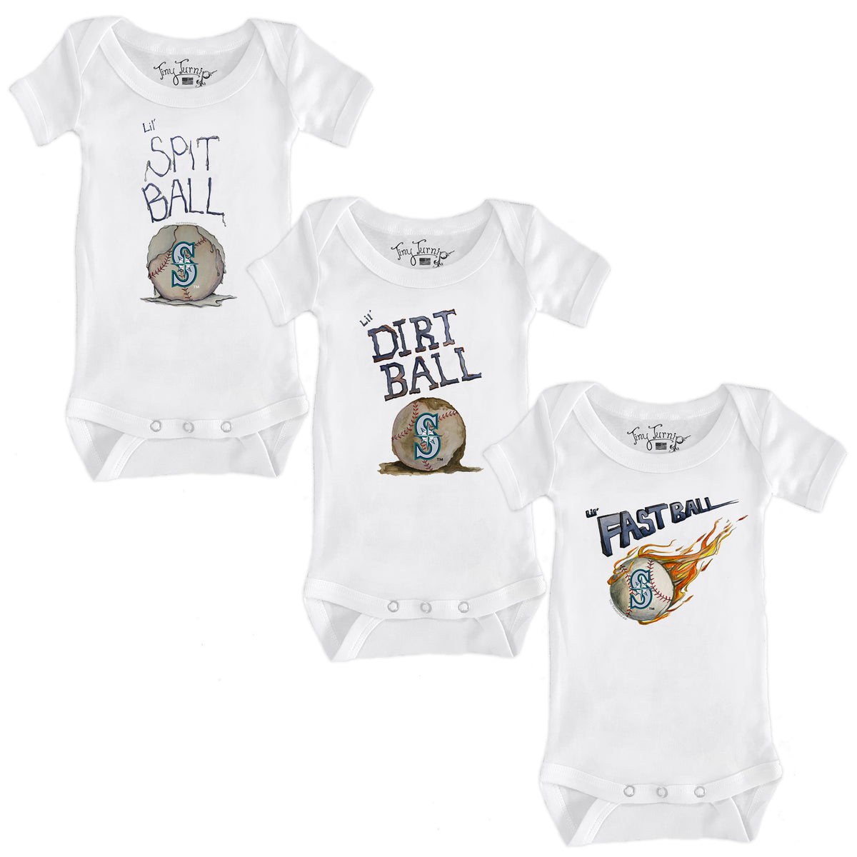 Seattle Mariners Lil' Baseball Short Sleeve Snapper Bundle