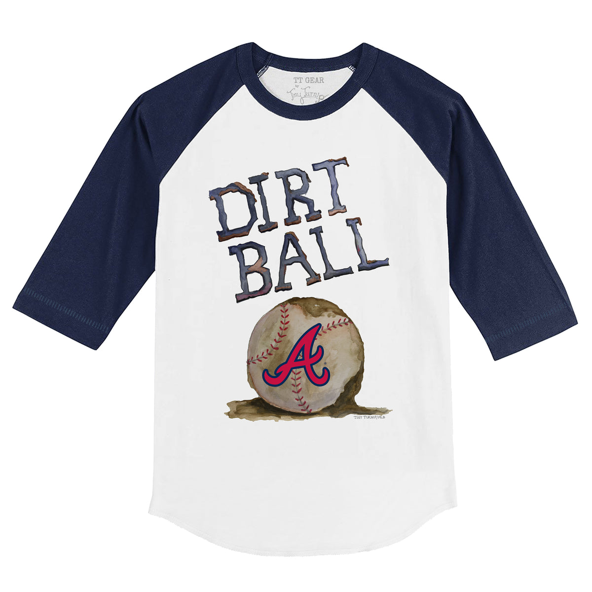 Atlanta Braves Dirt Ball 3/4 Navy Blue Sleeve Raglan