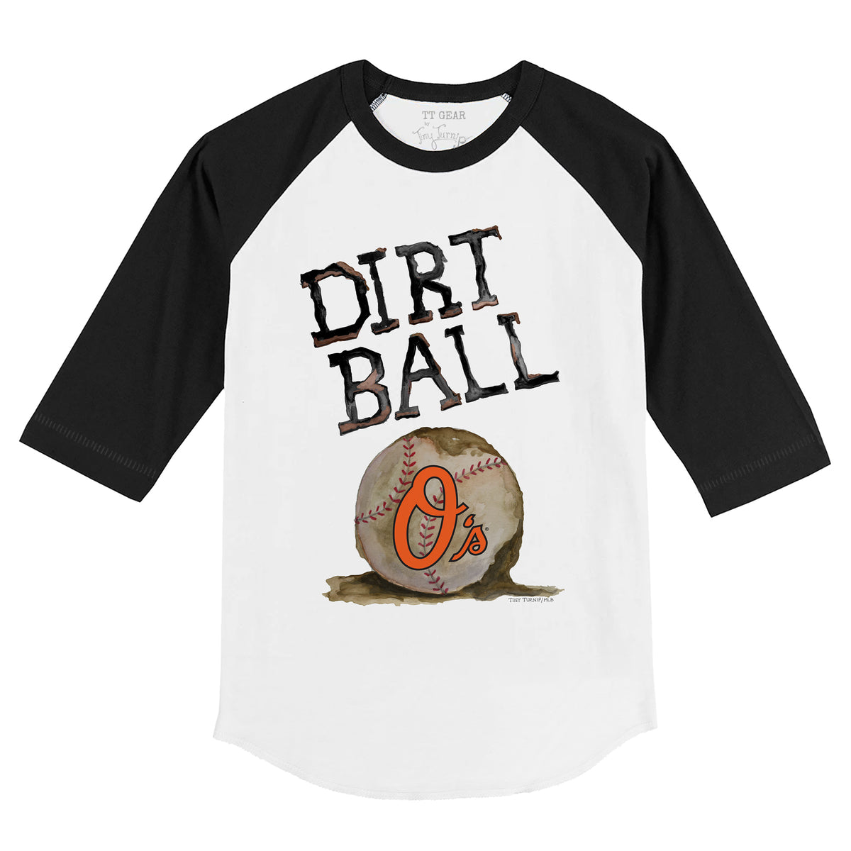Baltimore Orioles Dirt Ball 3/4 Black Sleeve Raglan