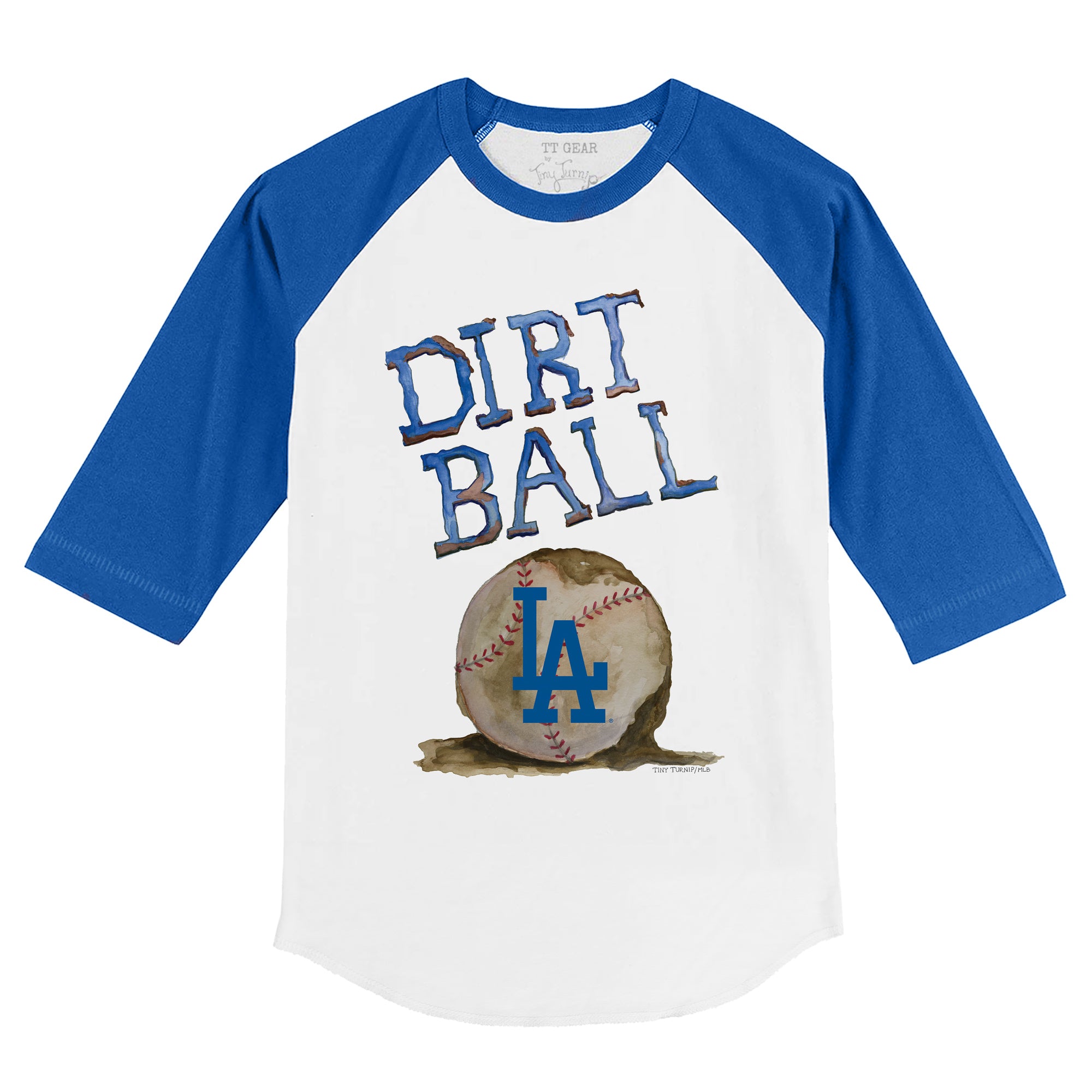 Tiny Turnip Los Angeles Dodgers Women's White/Royal James 3/4-Sleeve Raglan  T-Shirt