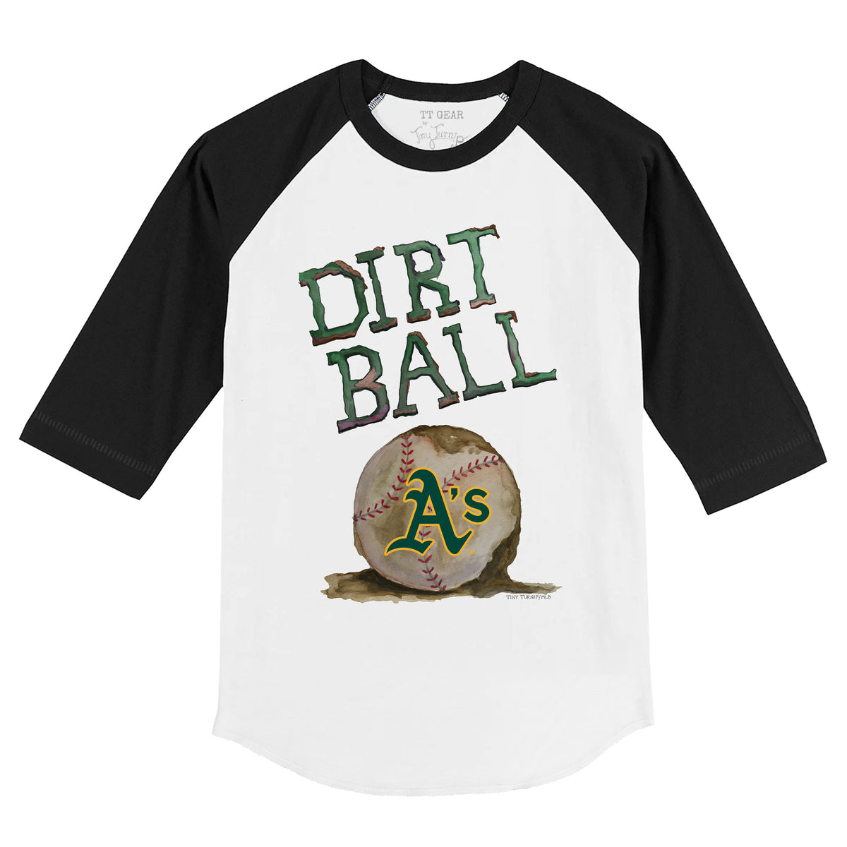 Oakland Athletics Dirt Ball 3/4 Black Sleeve Raglan