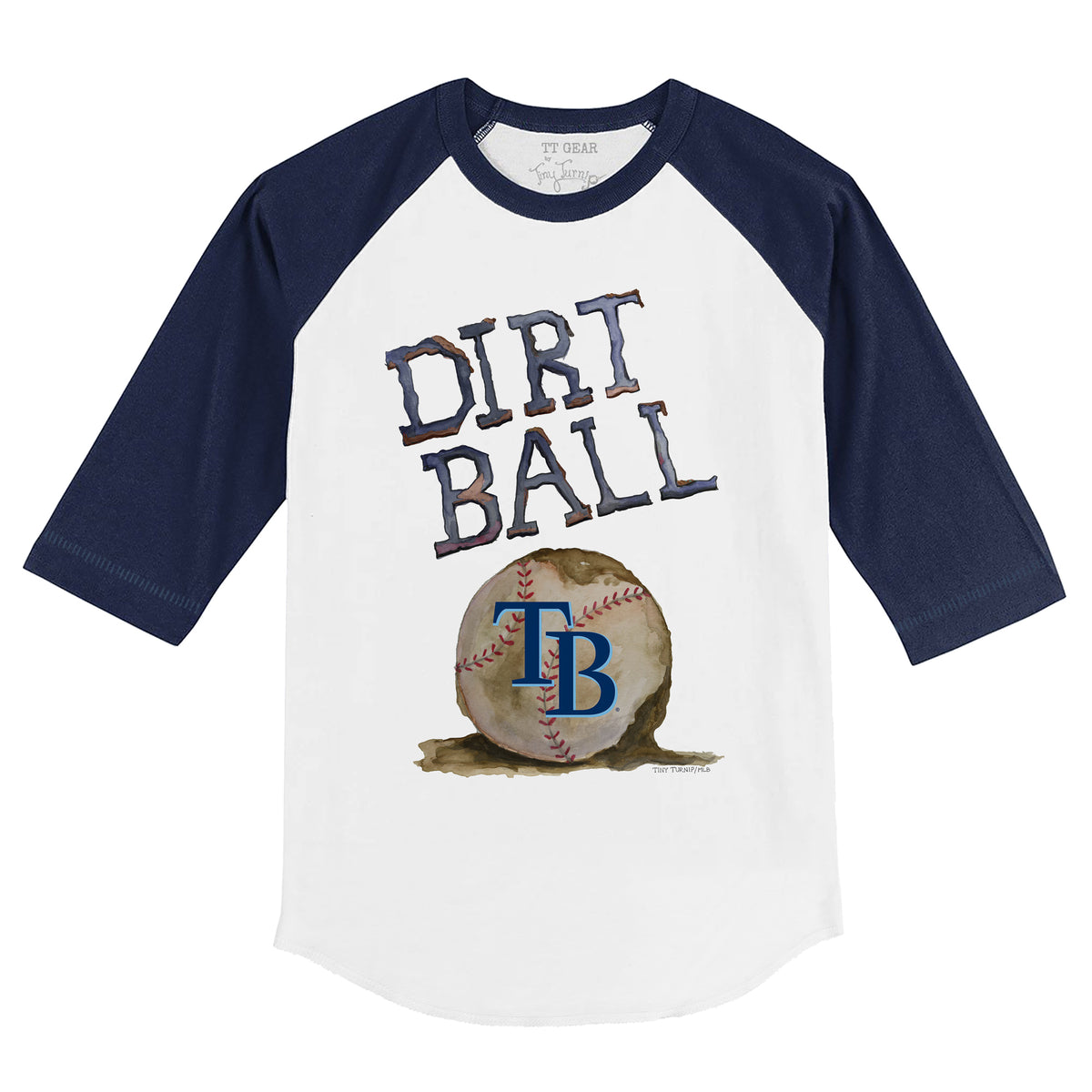 Tampa Bay Rays Dirt Ball 3/4 Navy Blue Sleeve Raglan