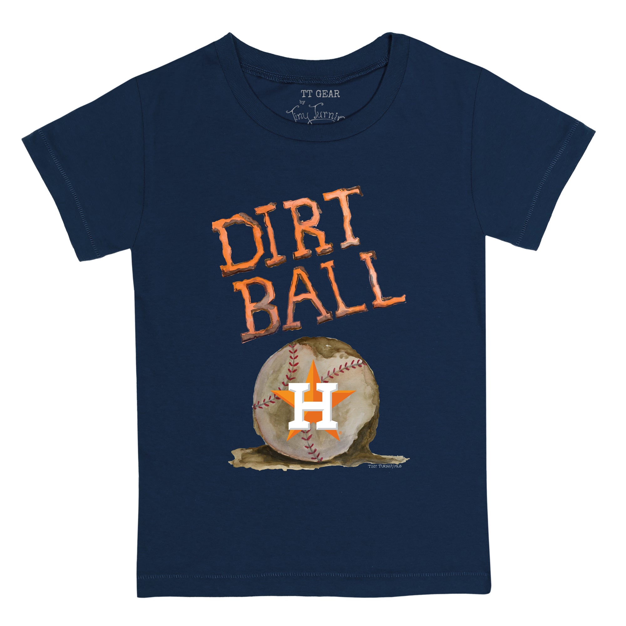 TinyTurnip Houston Astros Dirt Ball 3/4 Navy Blue Sleeve Raglan Youth Large (10-12)
