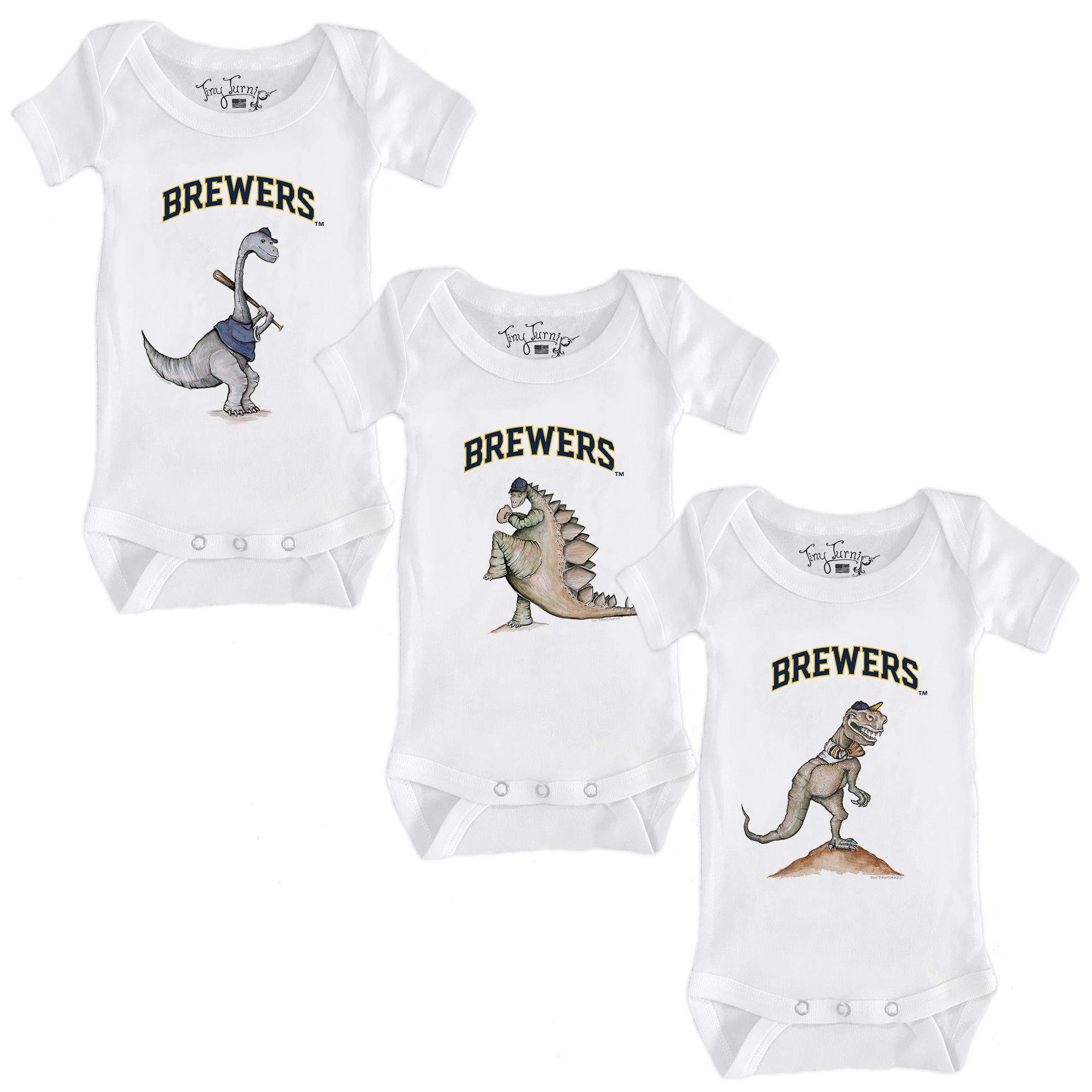 Toddler Tiny Turnip White Milwaukee Brewers Spit Ball T-Shirt