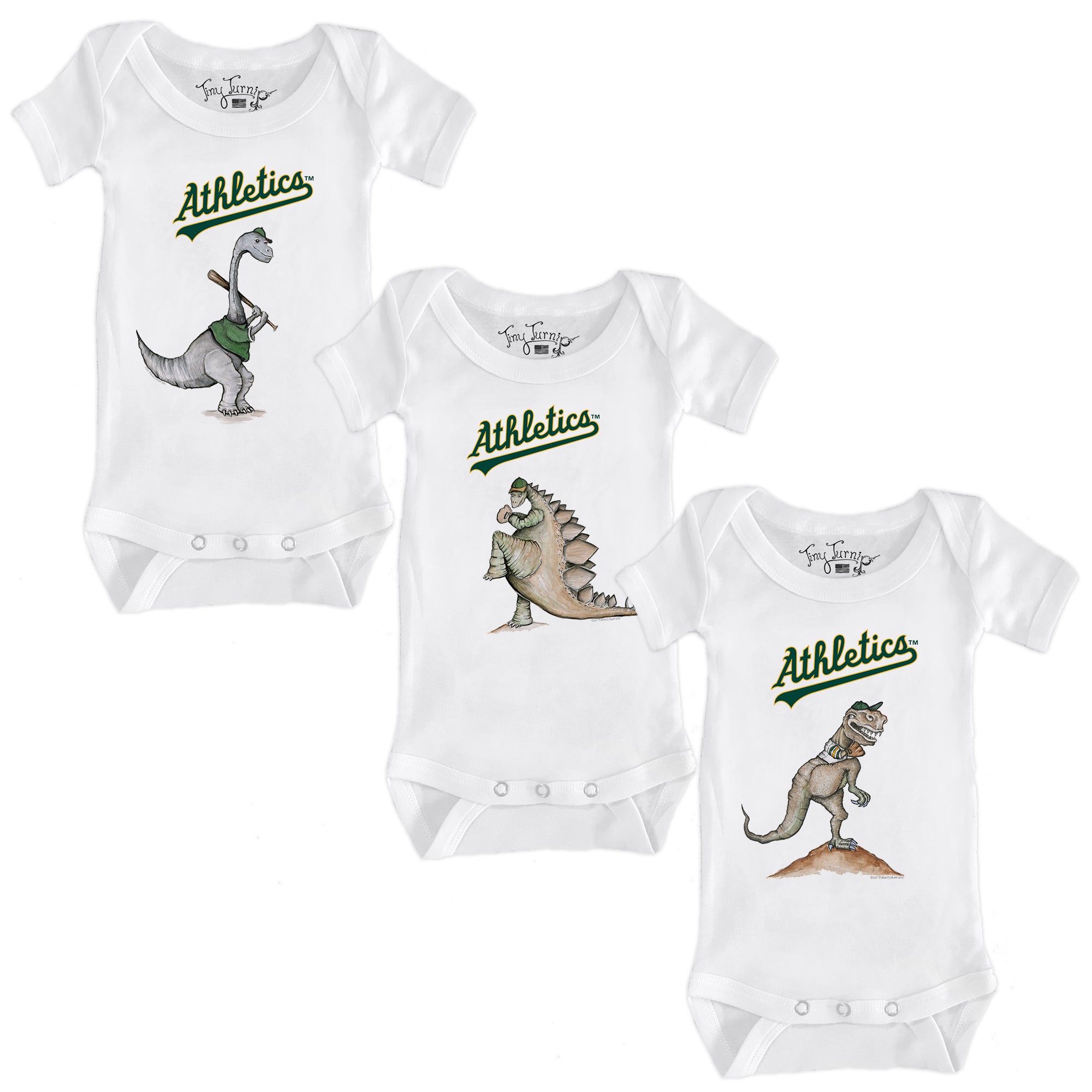 Infant Tiny Turnip White/Black Oakland Athletics James Raglan 3/4-Sleeve T-Shirt