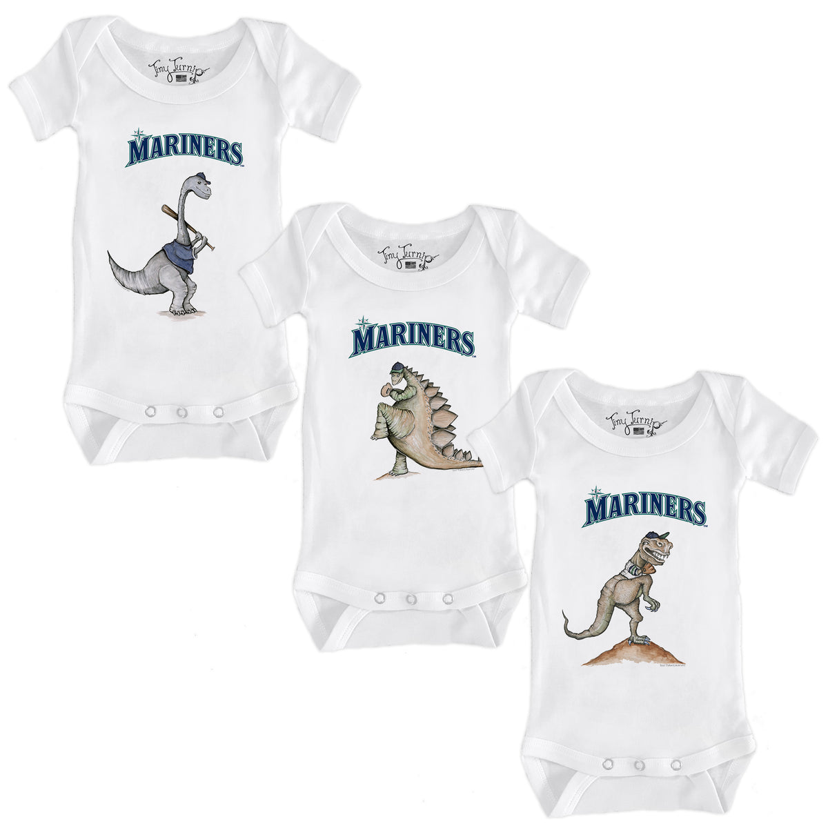 Seattle Mariners Dino Short Sleeve Snapper Bundle