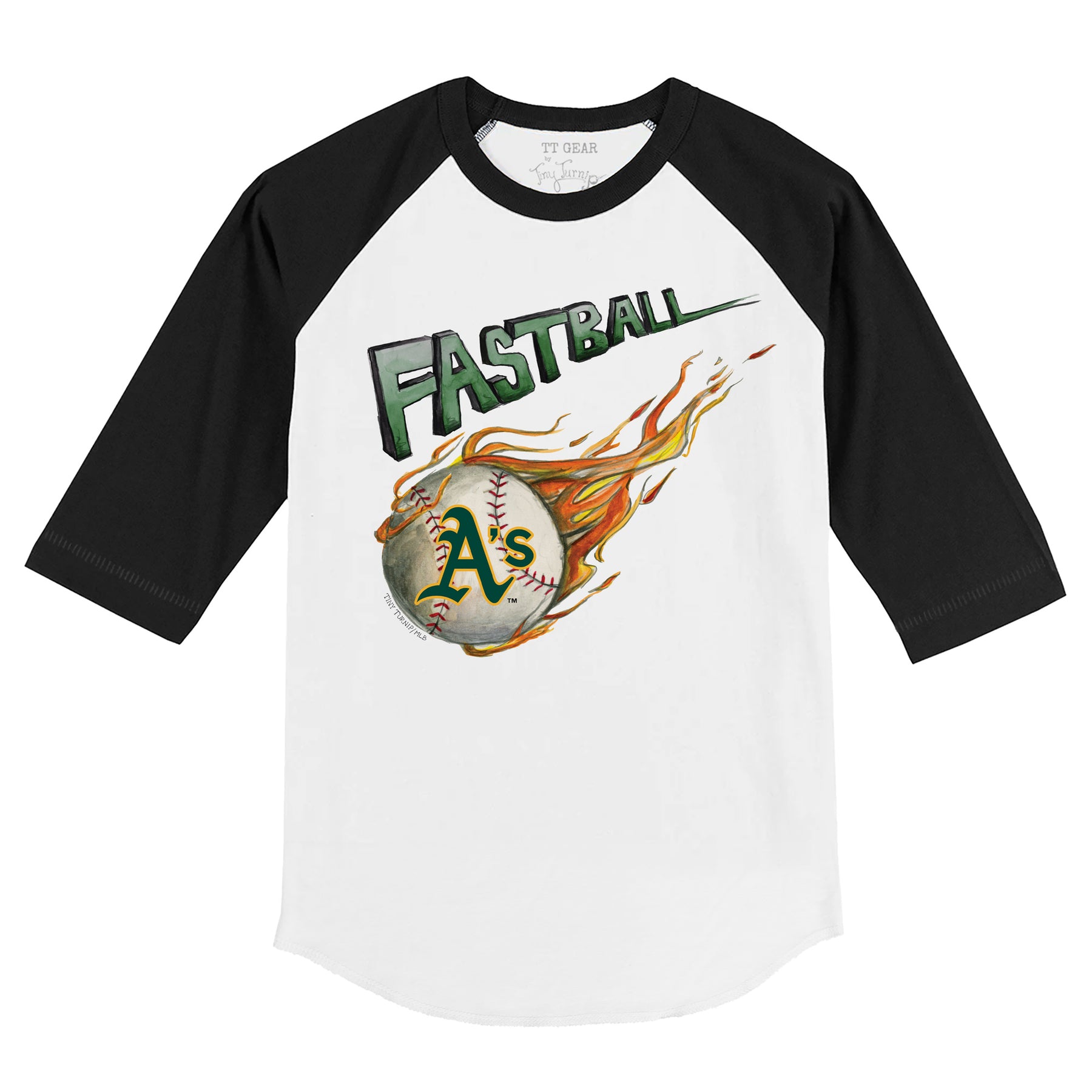 Oakland Athletics Fastball 3/4 Black Sleeve Raglan