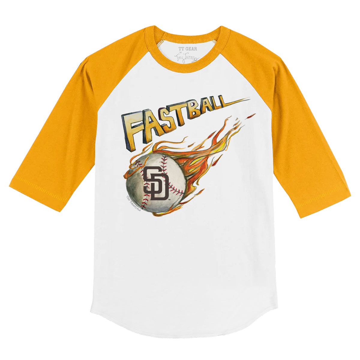 San Diego Padres Fastball 3/4 Gold Sleeve Raglan