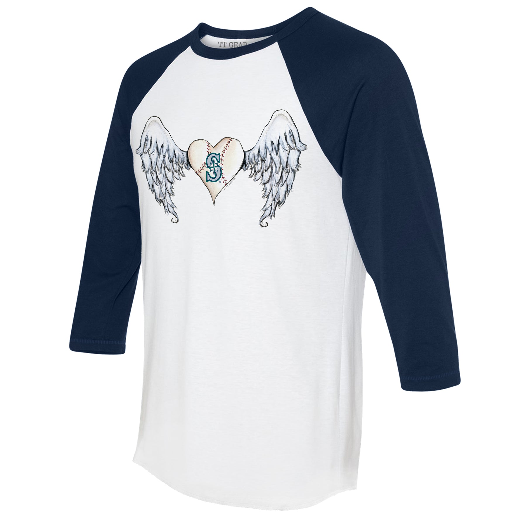 Seattle Mariners Angel Wings 3/4 Navy Blue Sleeve Raglan