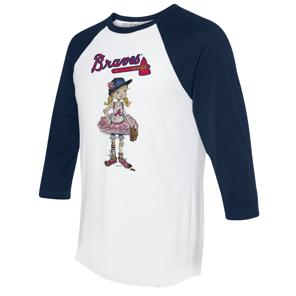 Atlanta Braves Babes 3/4 Navy Blue Sleeve Raglan