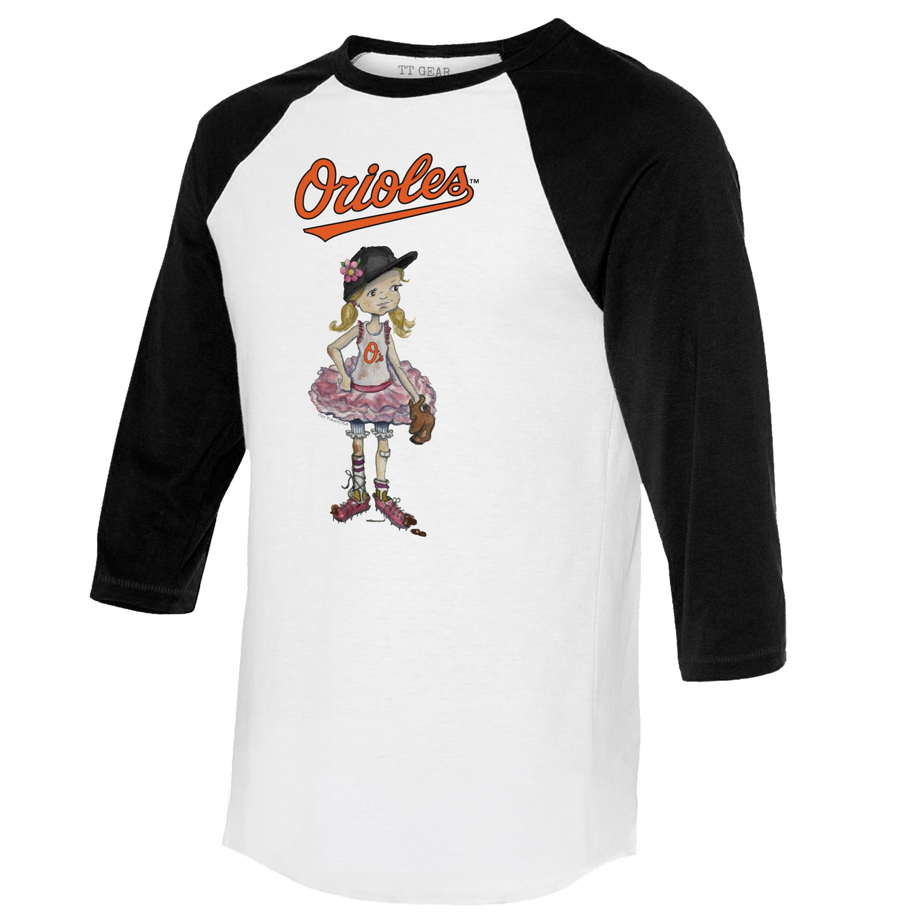 Baltimore Orioles Babes 3/4 Black Sleeve Raglan