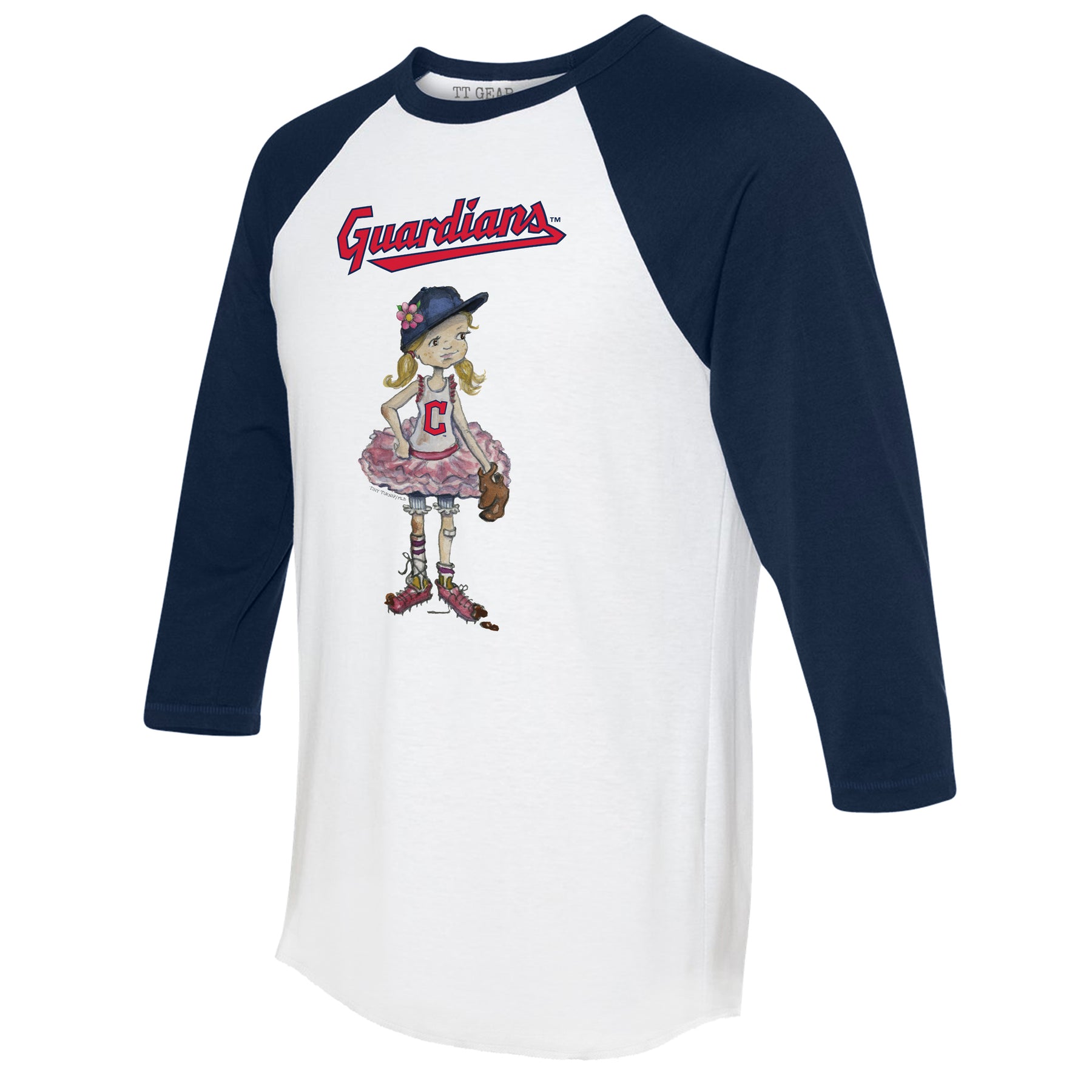 Cleveland Guardians Babes 3/4 Navy Blue Sleeve Raglan