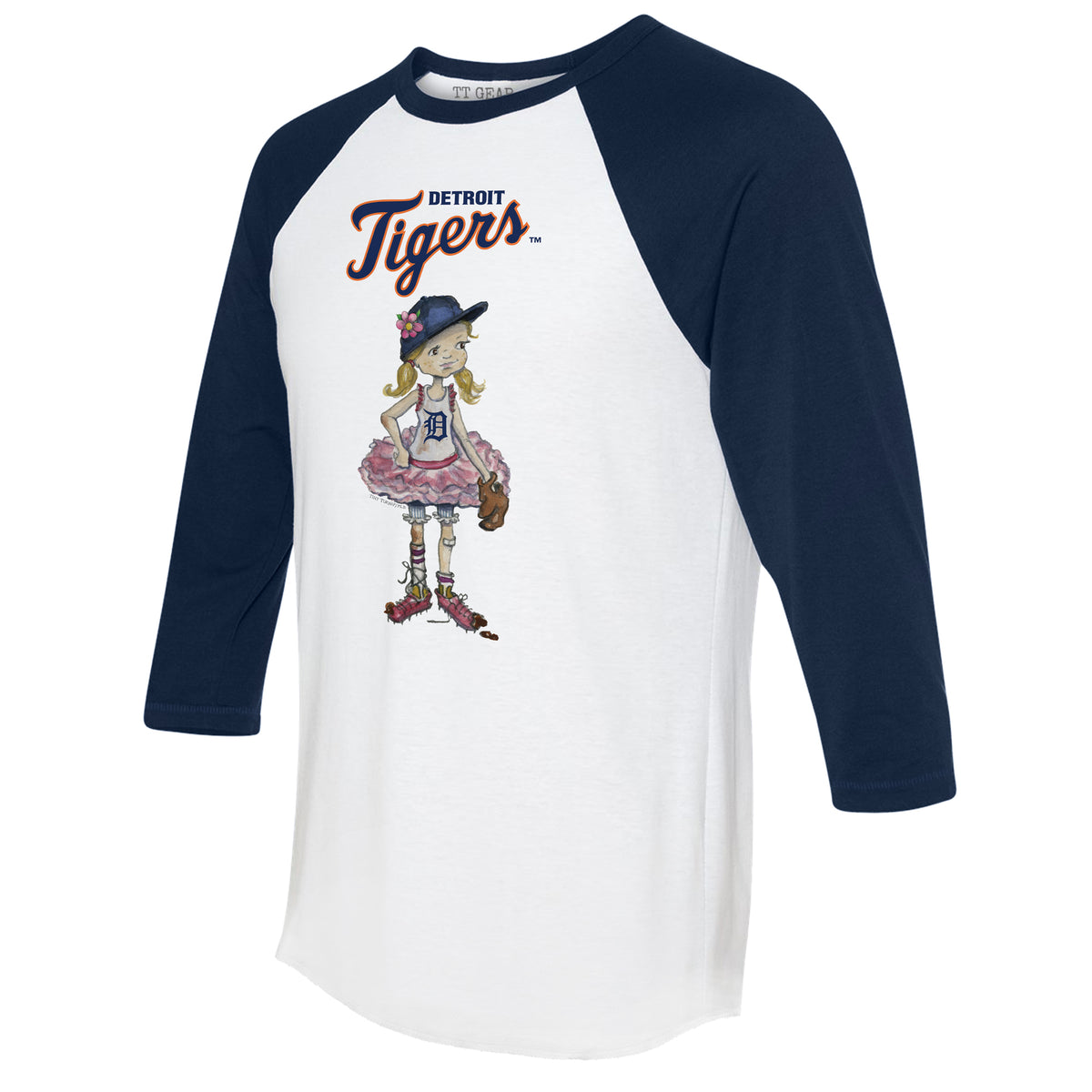 Detroit Tigers Babes 3/4 Navy Blue Sleeve Raglan