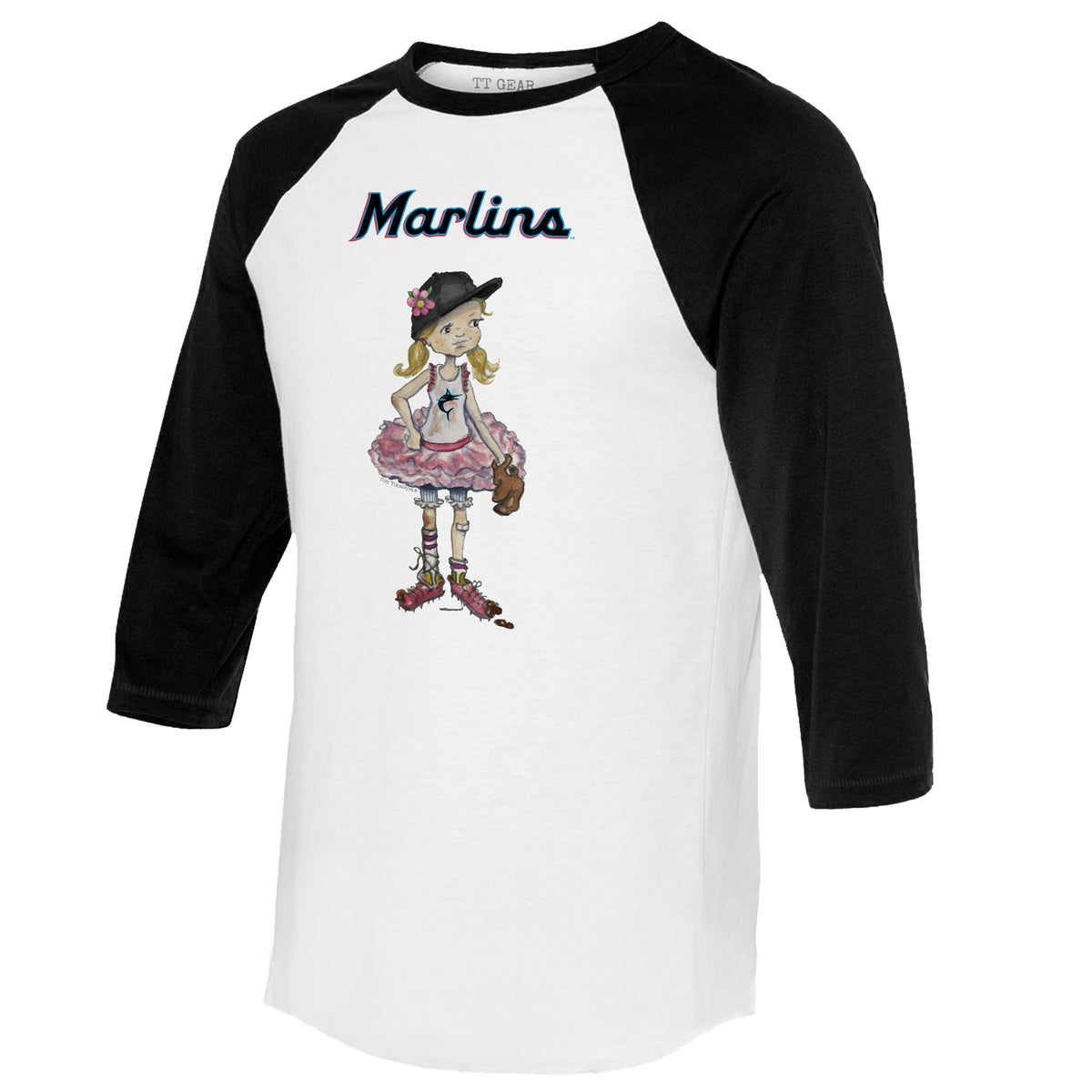 Miami Marlins Babes 3/4 Black Sleeve Raglan
