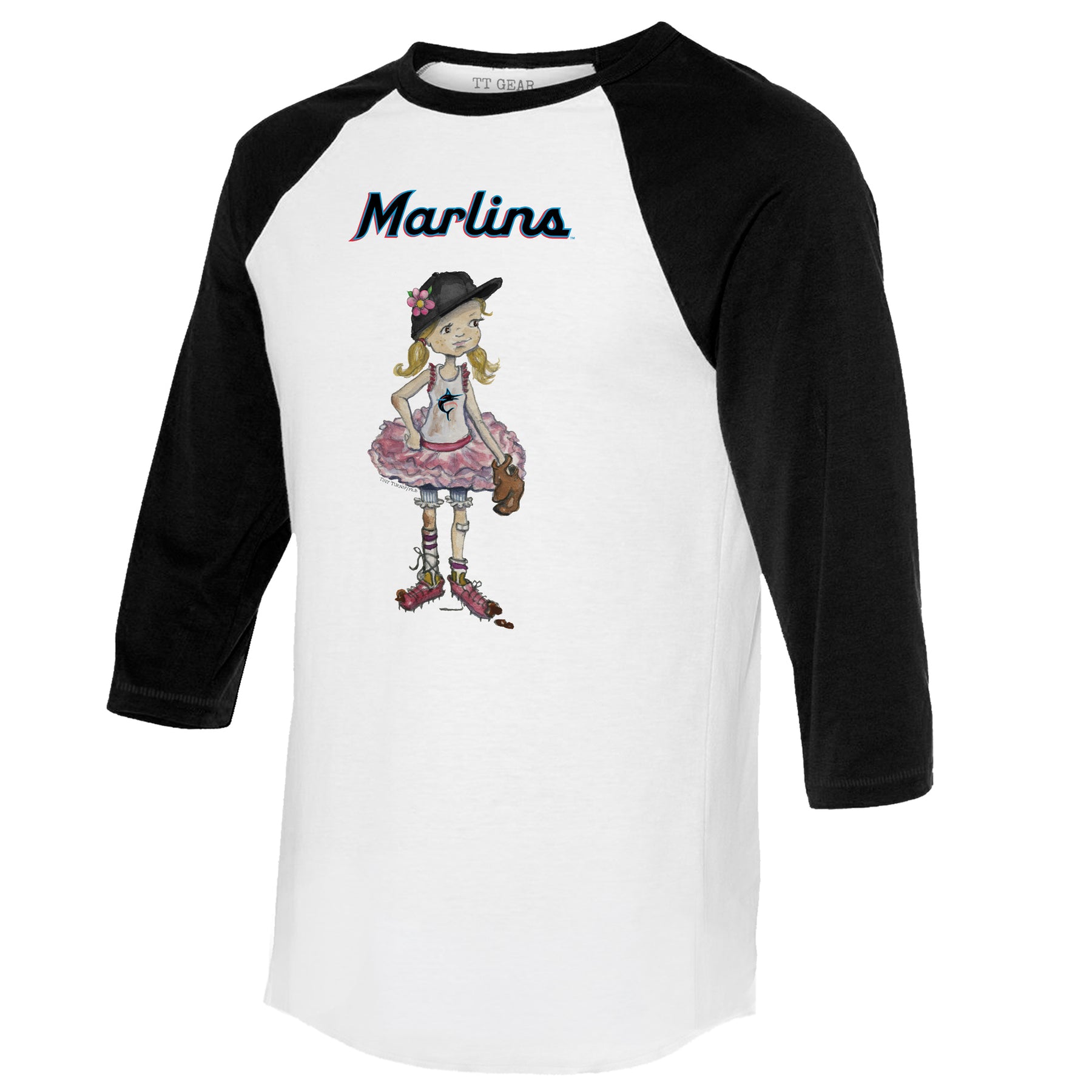 Miami Marlins Babes 3/4 Black Sleeve Raglan