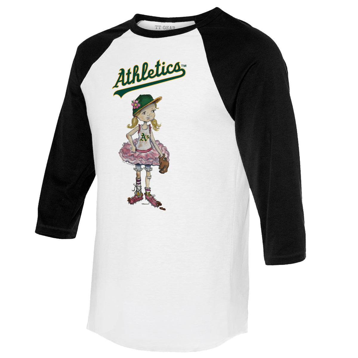 Oakland Athletics Babes 3/4 Black Sleeve Raglan