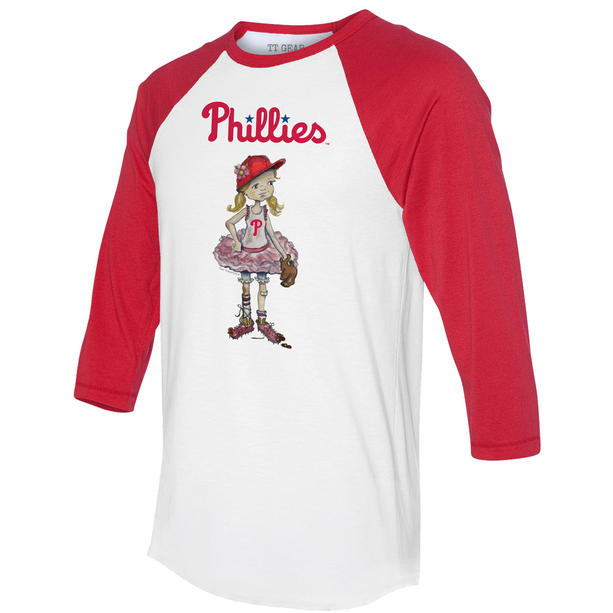 Philadelphia Phillies Babes 3/4 Red Sleeve Raglan