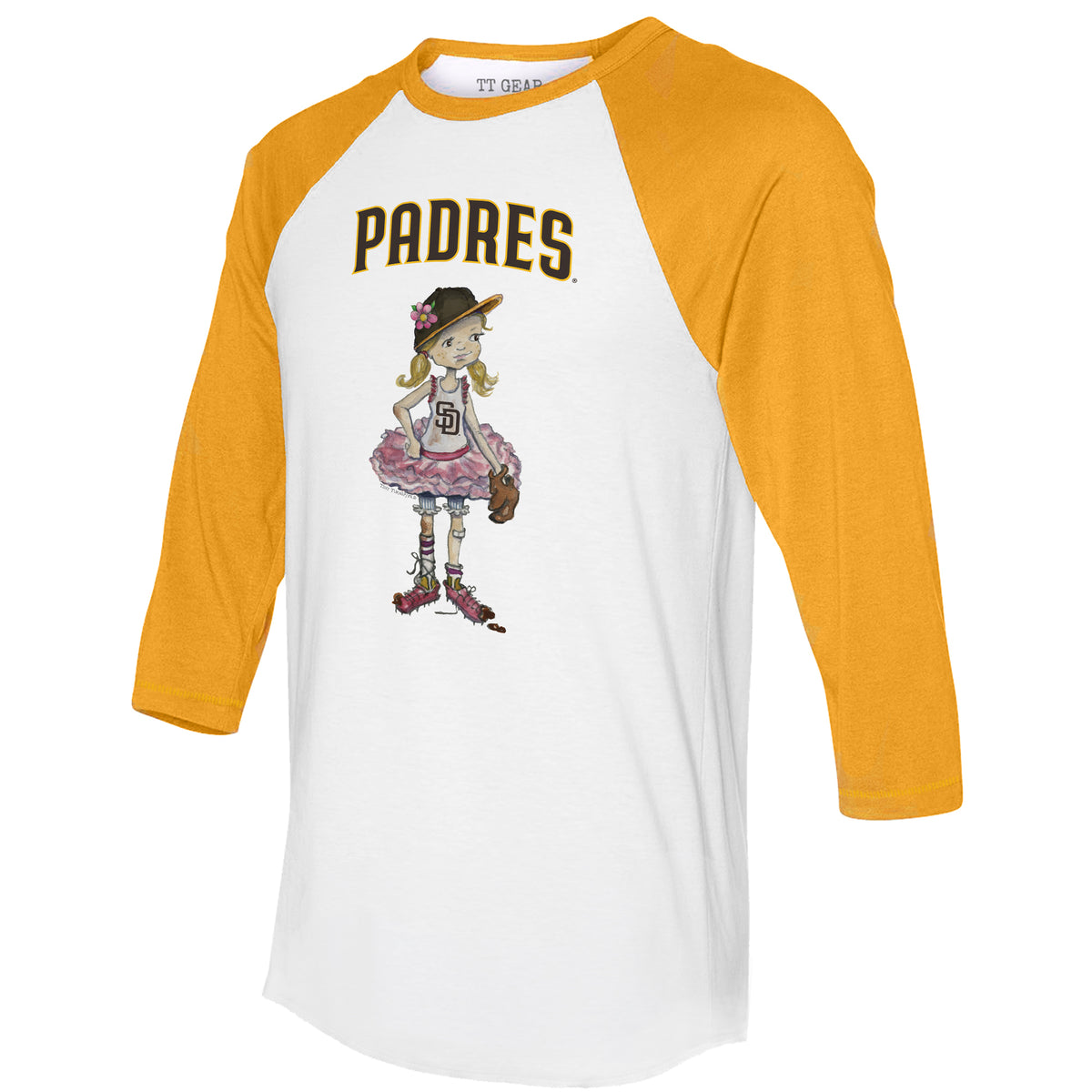 San Diego Padres Babes 3/4 Gold Sleeve Raglan