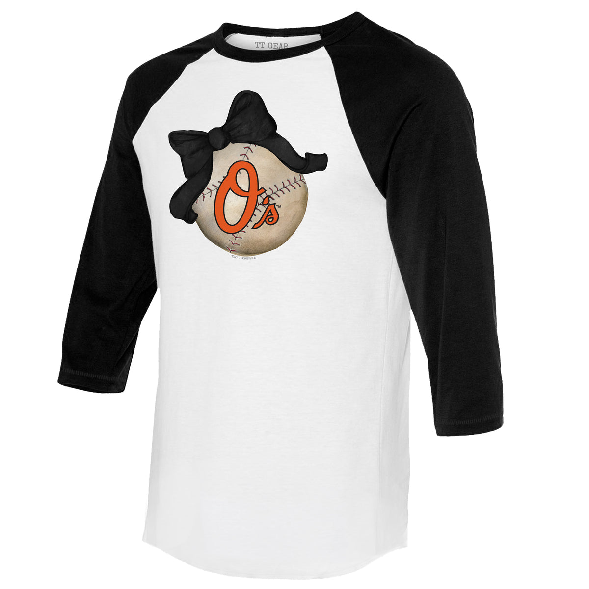 Baltimore Orioles Baseball Bow 3/4 Black Sleeve Raglan