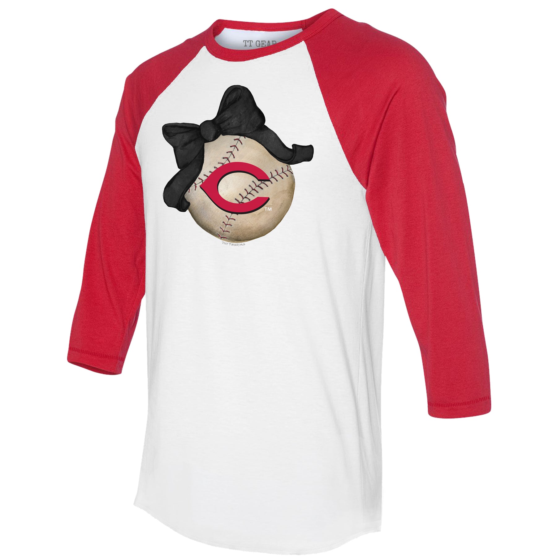 Cincinnati Reds Baseball Bow 3/4 Red Sleeve Raglan