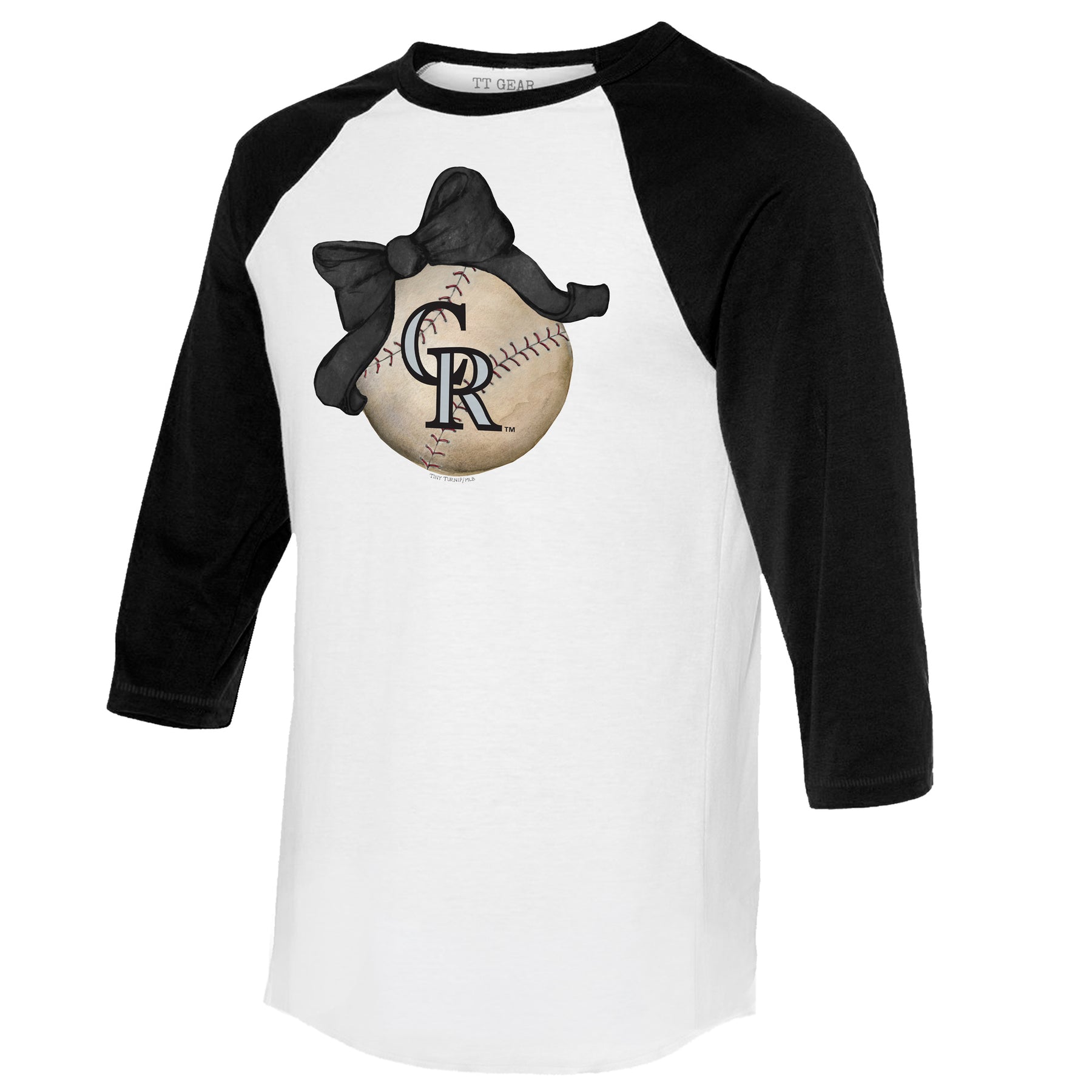 Colorado Rockies Baseball Bow 3/4 Black Sleeve Raglan