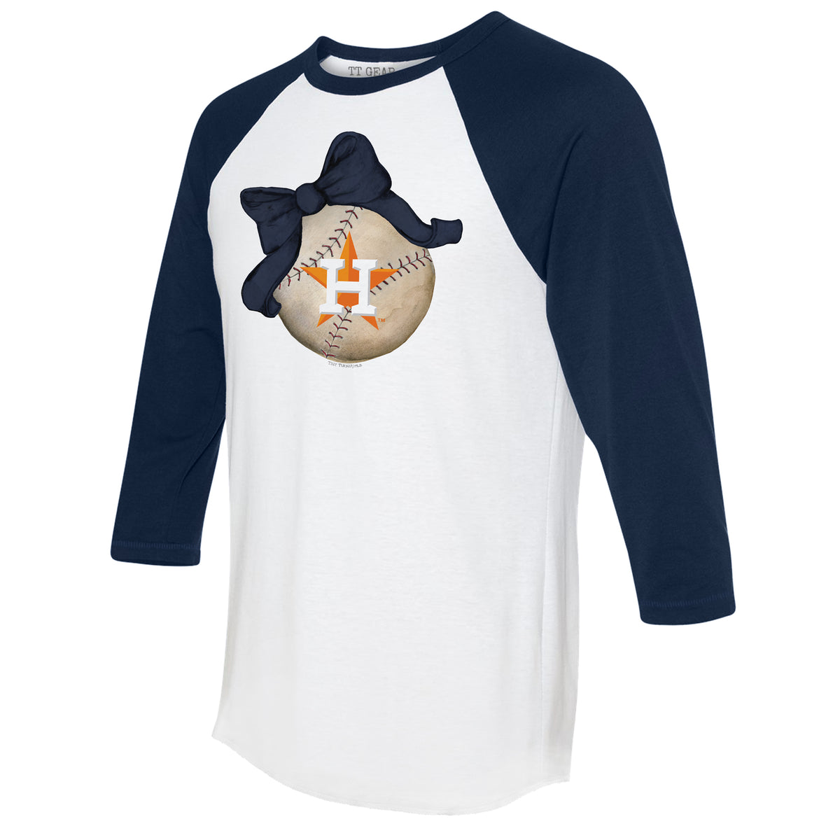 Houston Astros Baseball Bow 3/4 Navy Blue Sleeve Raglan
