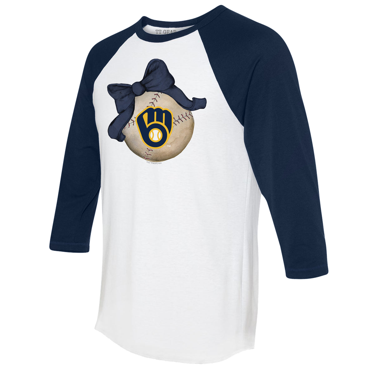 Milwaukee Brewers Baseball Bow 3/4 Navy Blue Sleeve Raglan
