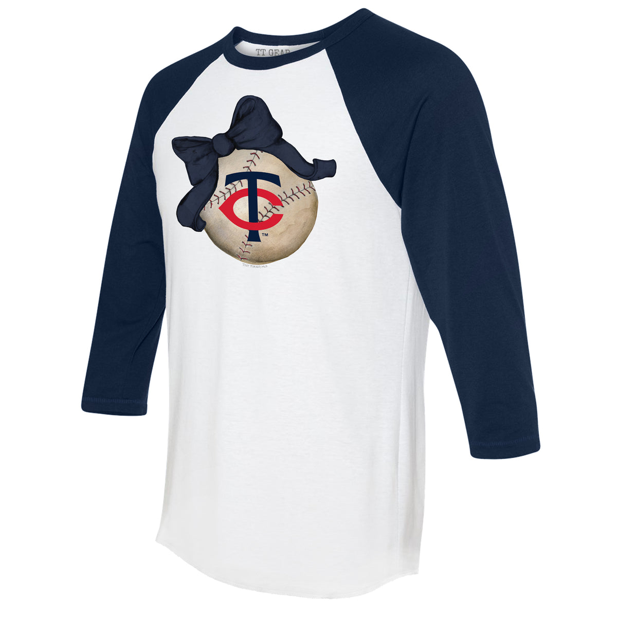Minnesota Twins Baseball Bow 3/4 Navy Blue Sleeve Raglan