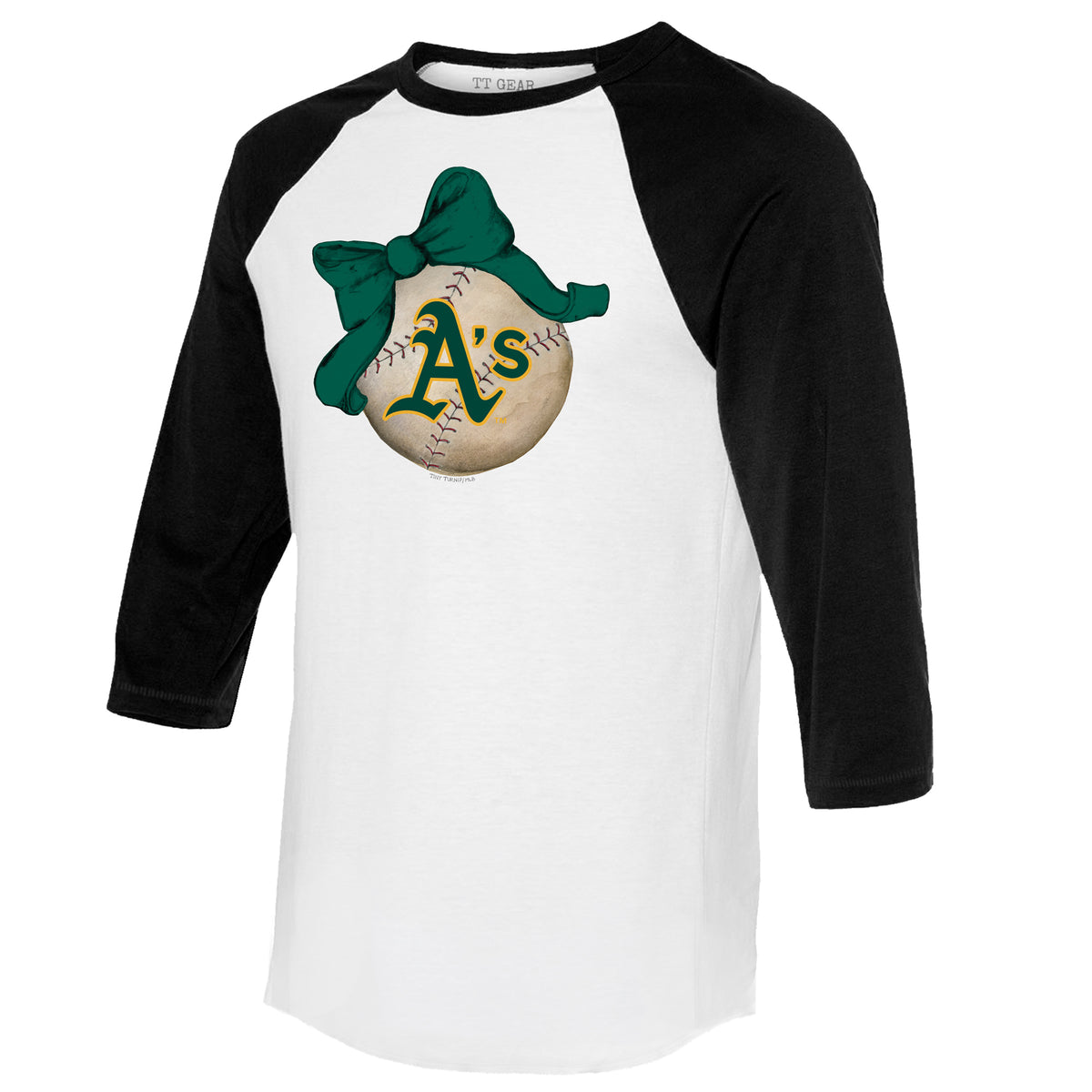 Oakland Athletics Baseball Bow 3/4 Black Sleeve Raglan