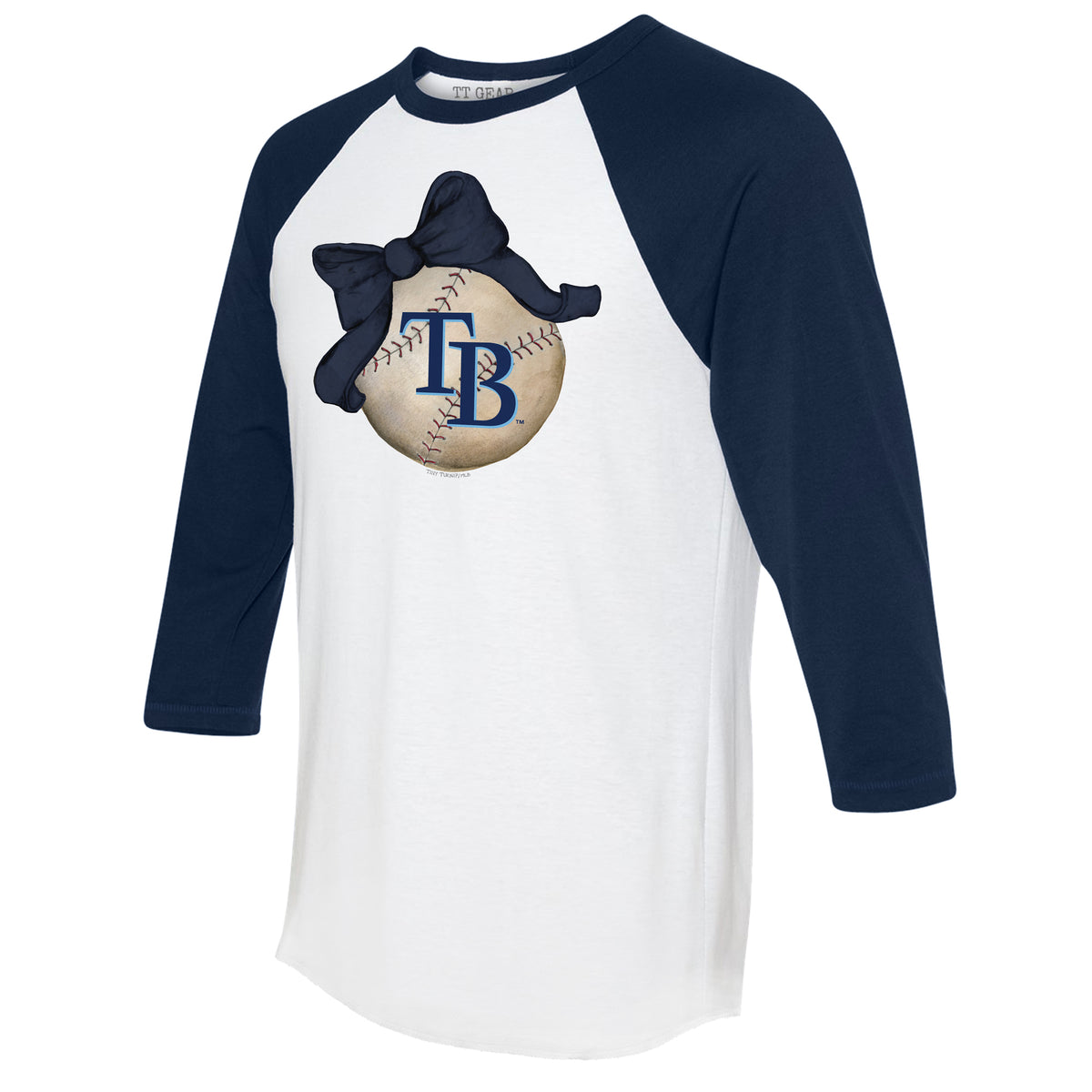 Tampa Bay Rays Baseball Bow 3/4 Navy Blue Sleeve Raglan
