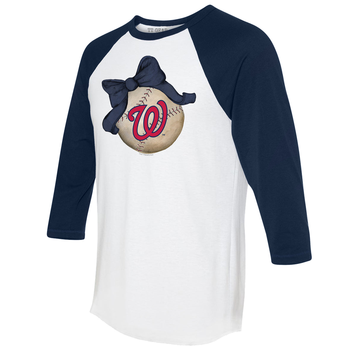 Washington Nationals Baseball Bow 3/4 Navy Blue Sleeve Raglan