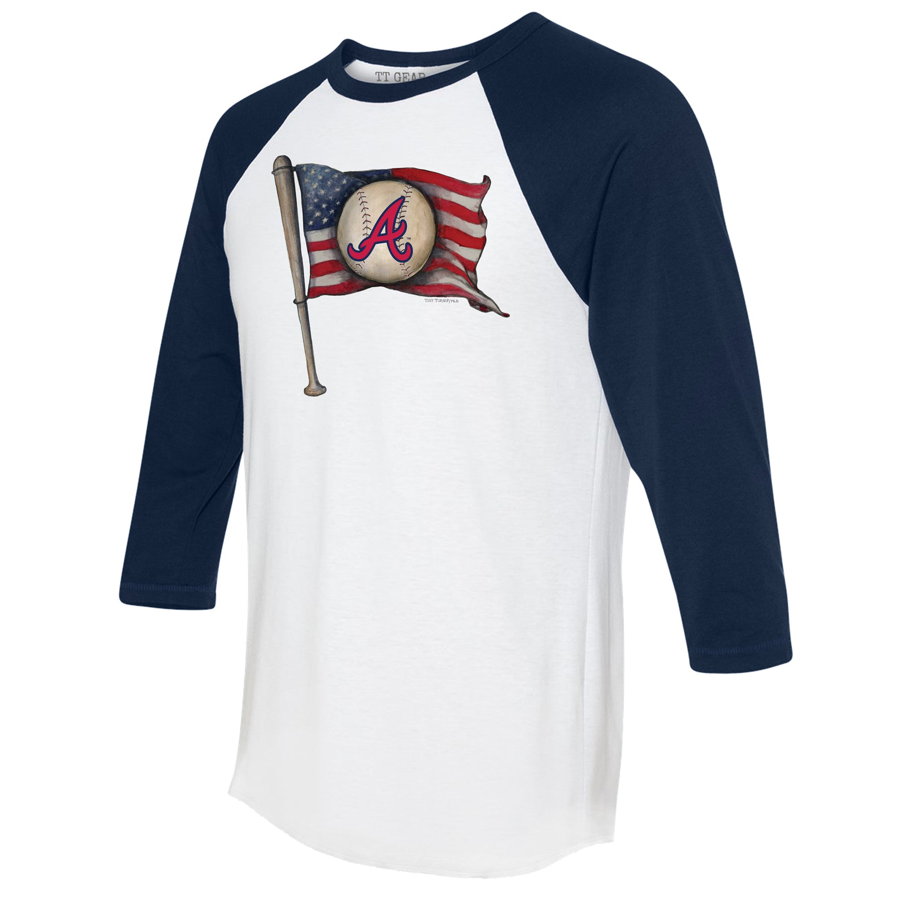 Atlanta Braves Baseball Flag 3/4 Navy Blue Sleeve Raglan