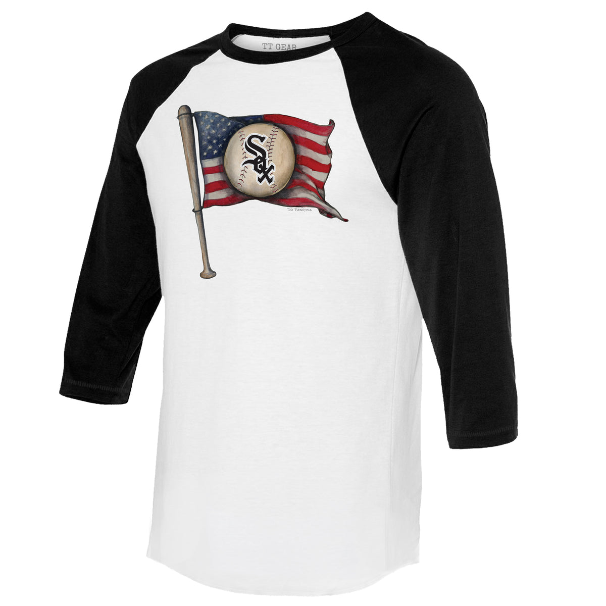 Chicago White Sox Baseball Flag 3/4 Black Sleeve Raglan