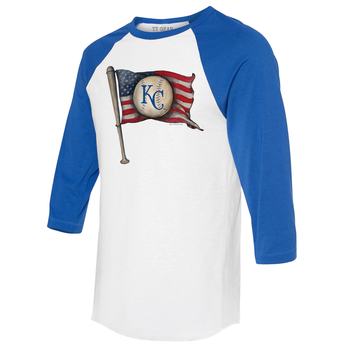 Kansas City Royals Baseball Flag 3/4 Royal Blue Sleeve Raglan