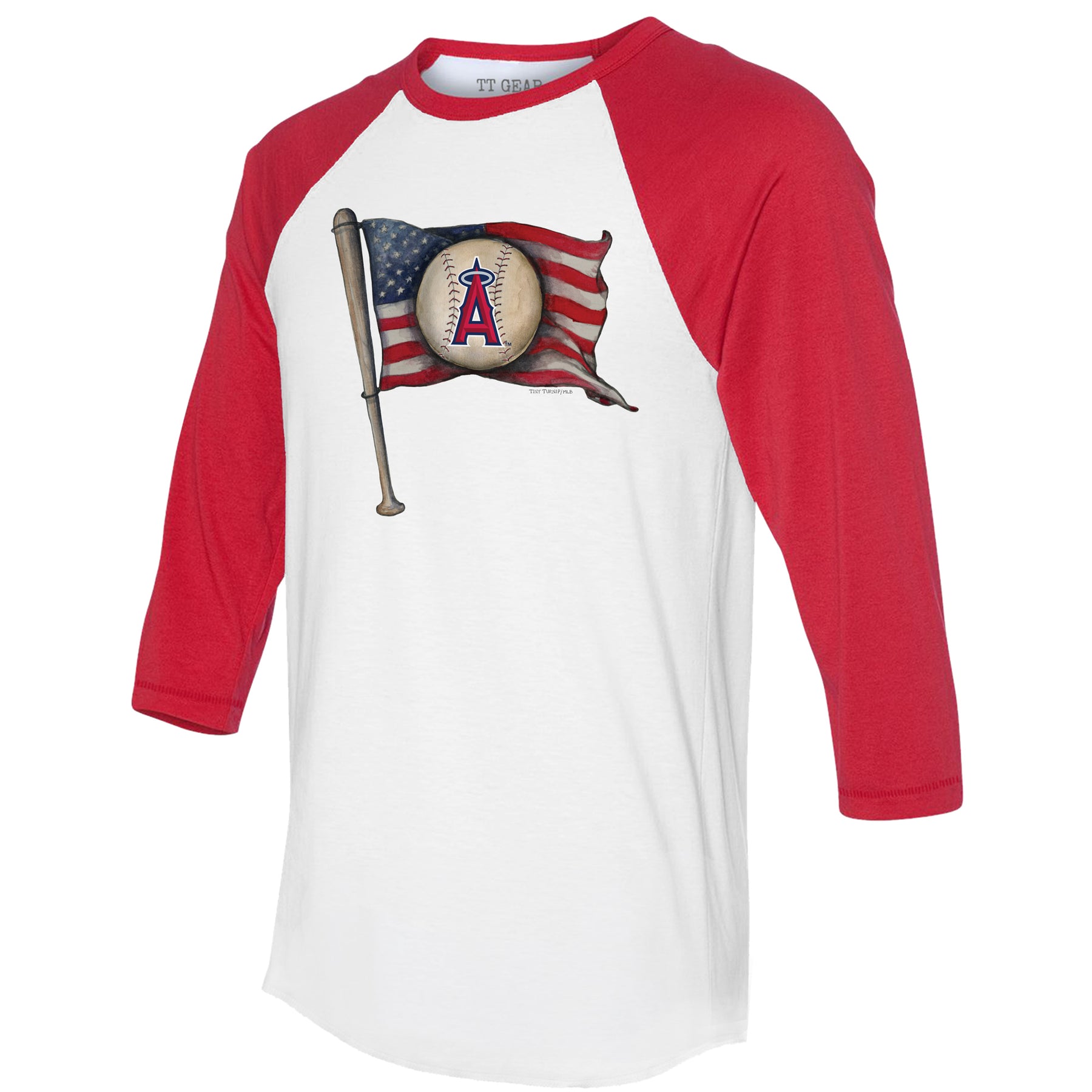 Los Angeles Angels Baseball Flag 3/4 Red Sleeve Raglan