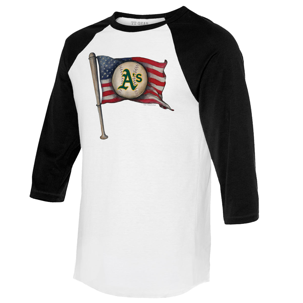 Oakland Athletics Baseball Flag 3/4 Black Sleeve Raglan