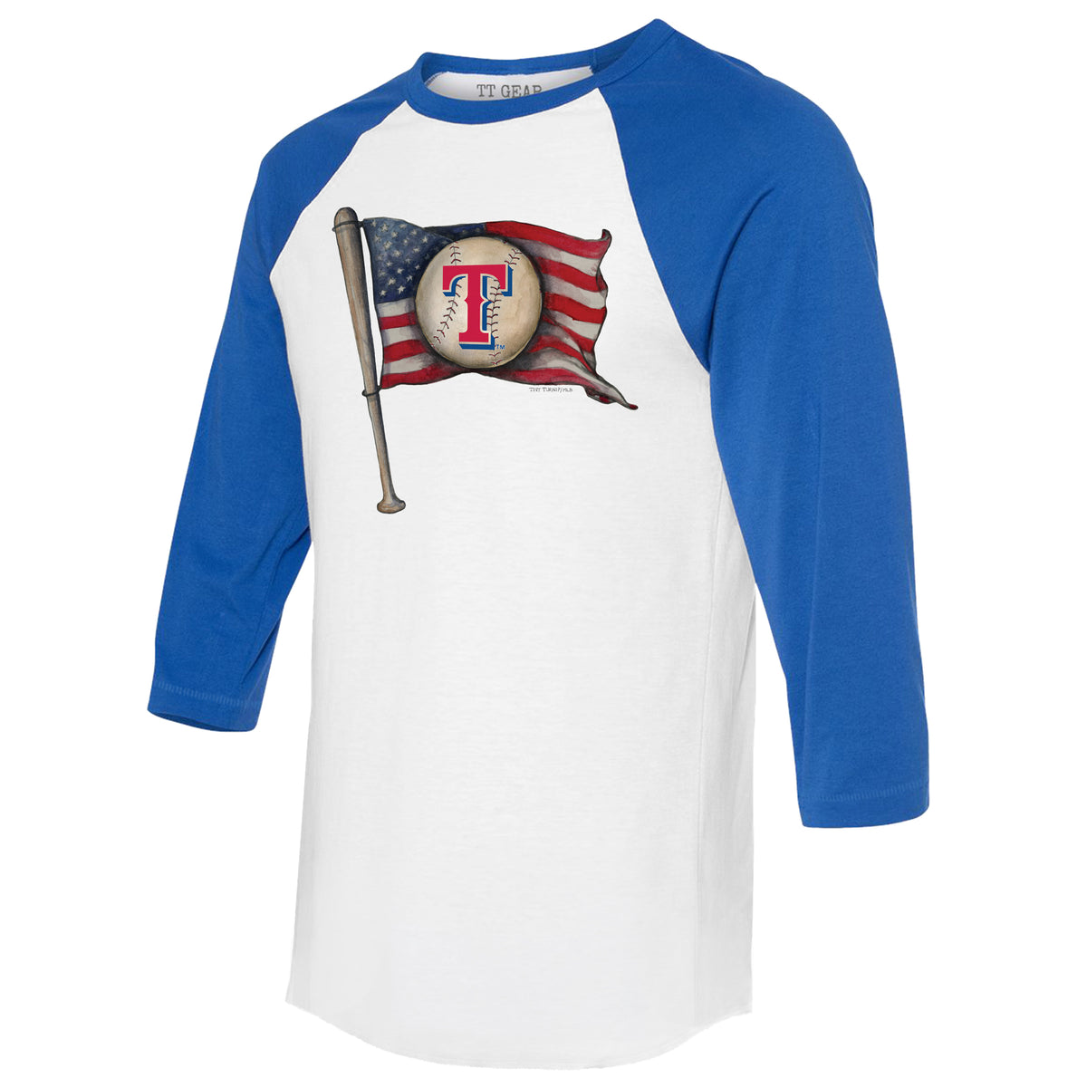 Texas Rangers Baseball Flag 3/4 Royal Blue Sleeve Raglan