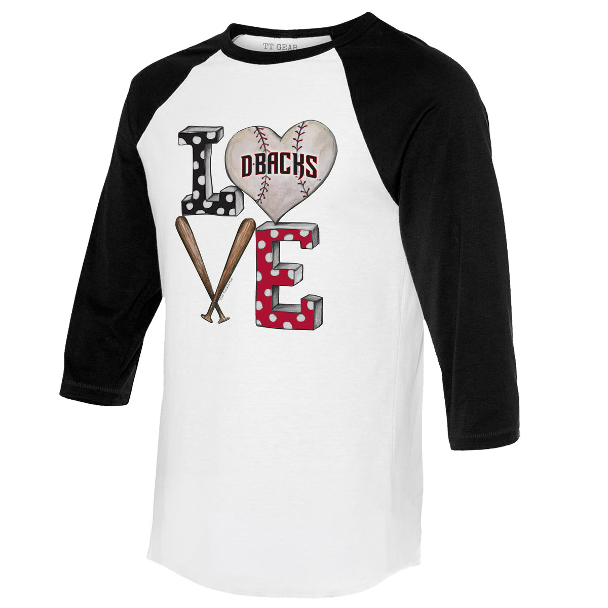 Arizona Diamondbacks Baseball LOVE 3/4 Black Sleeve Raglan