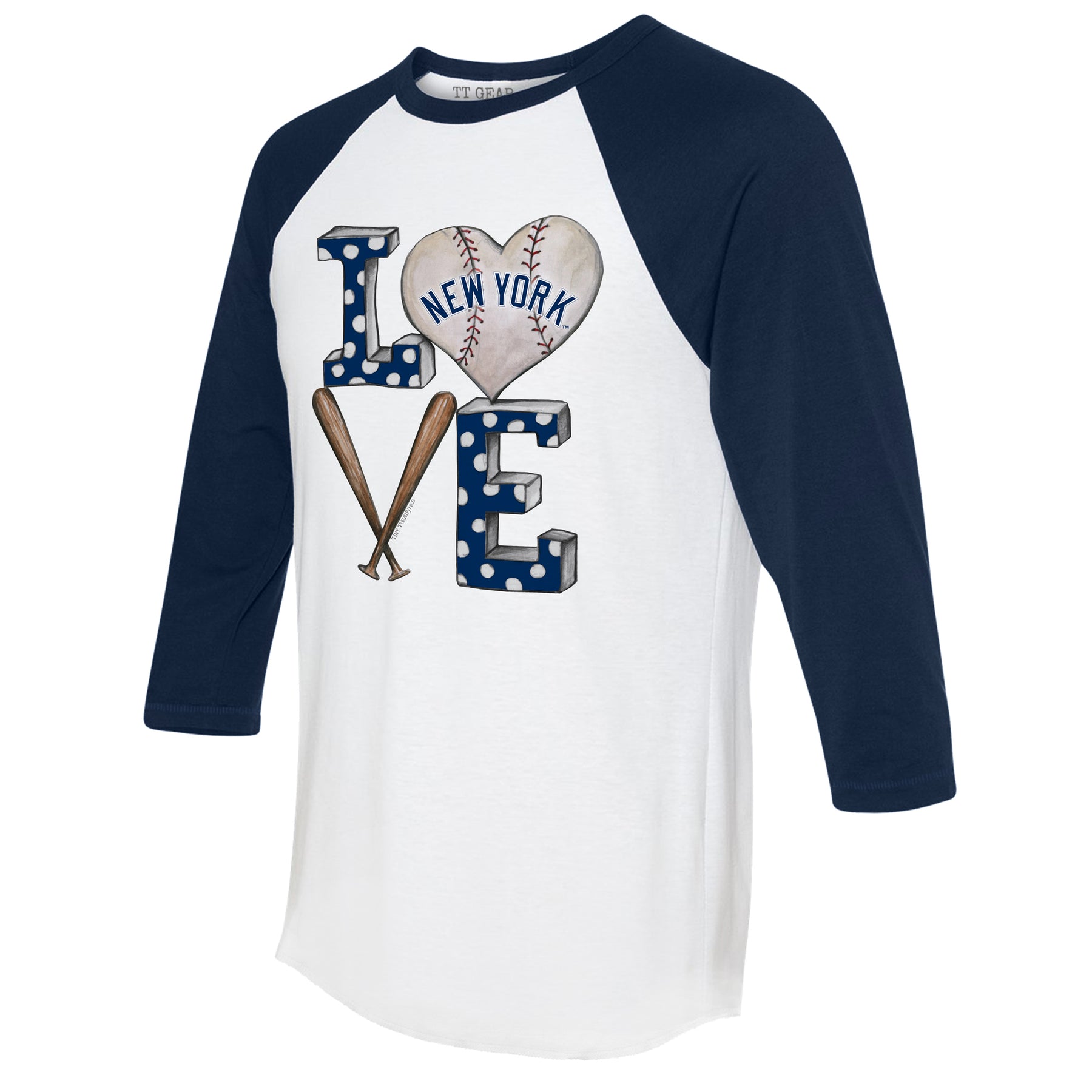 New York Yankees Baseball LOVE 3/4 Navy Blue Sleeve Raglan