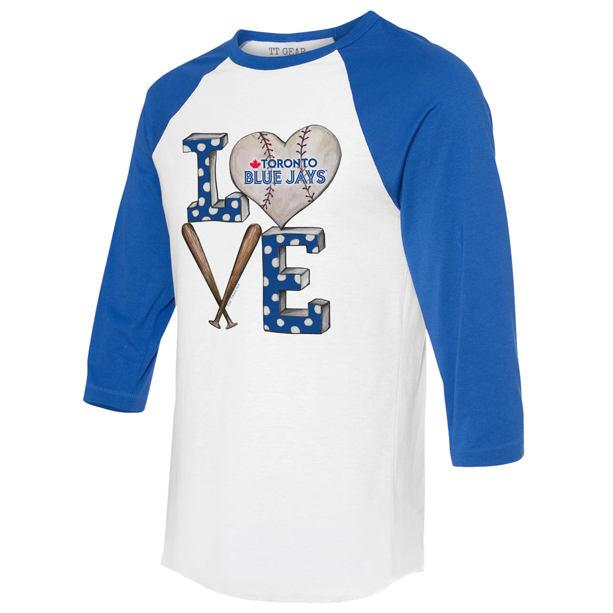 Toronto Blue Jays Baseball LOVE 3/4 Royal Blue Sleeve Raglan