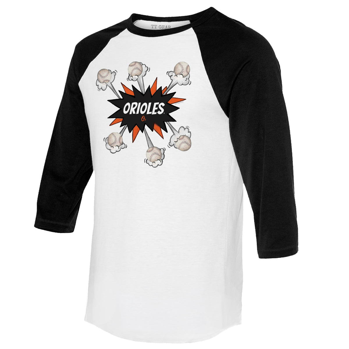 Baltimore Orioles Baseball Pow 3/4 Black Sleeve Raglan