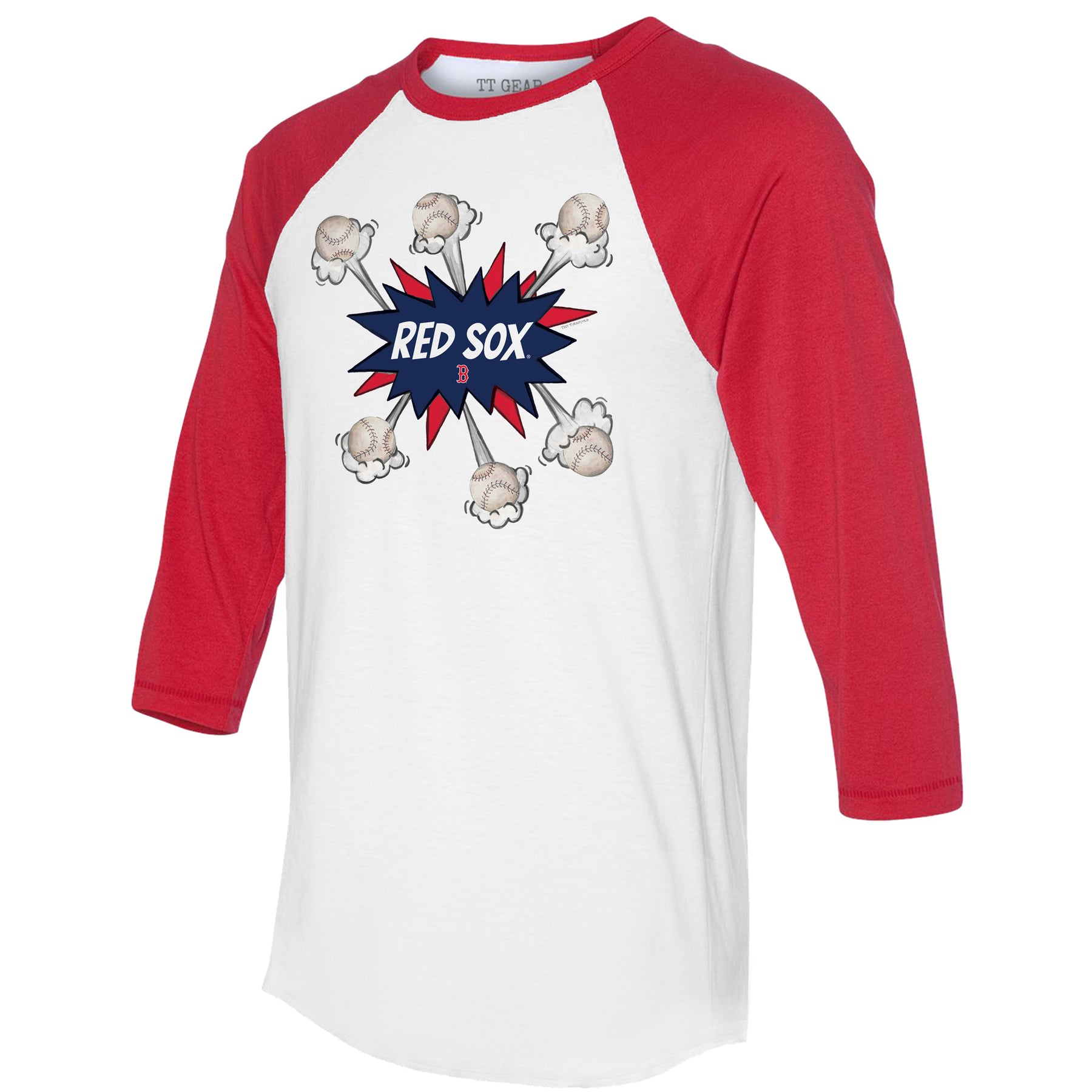 Boston Red Sox Baseball Pow 3/4 Red Sleeve Raglan