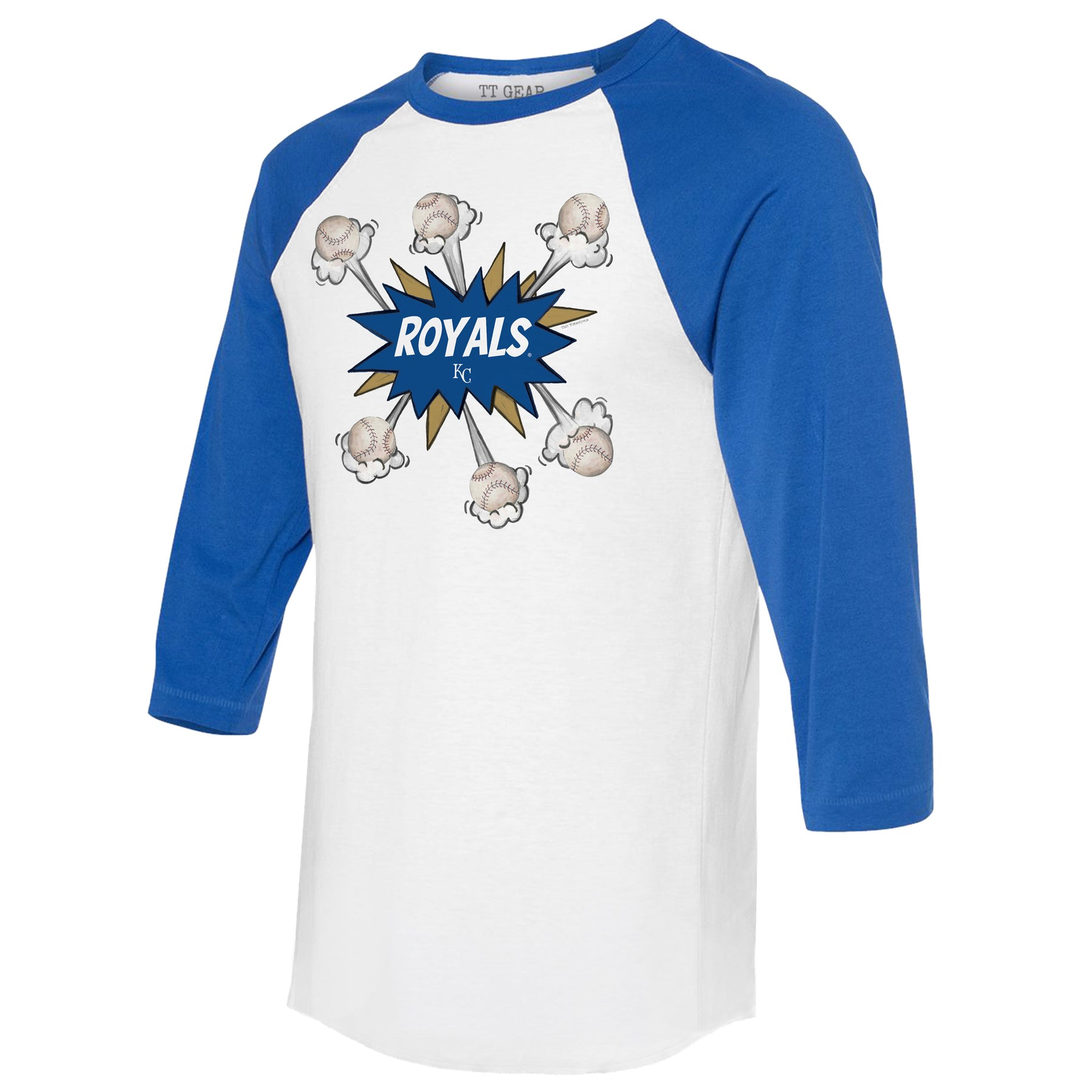 Kansas City Royals Baseball Pow 3/4 Royal Blue Sleeve Raglan